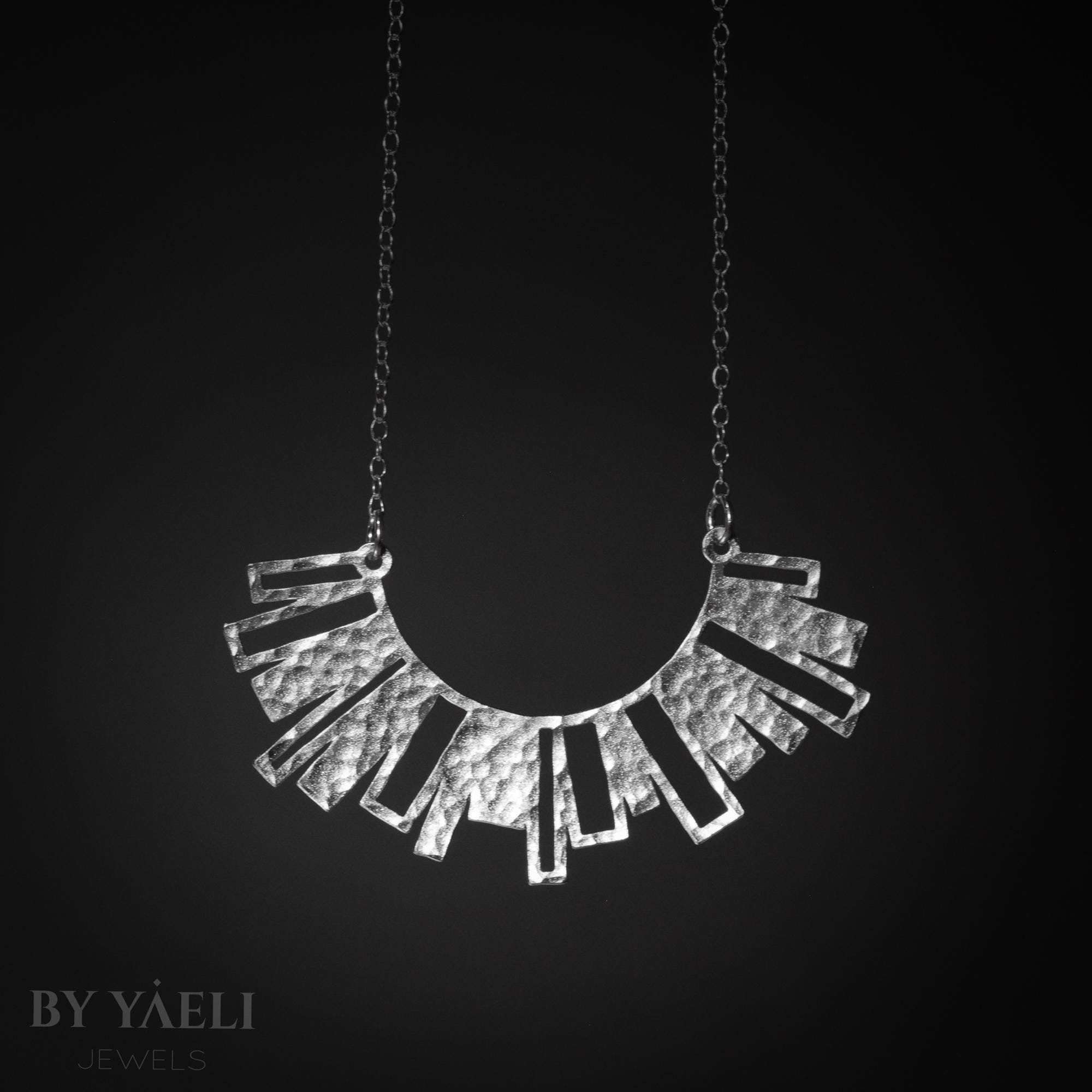 Geometric necklace silver rectangle necklace skyline geometric necklace