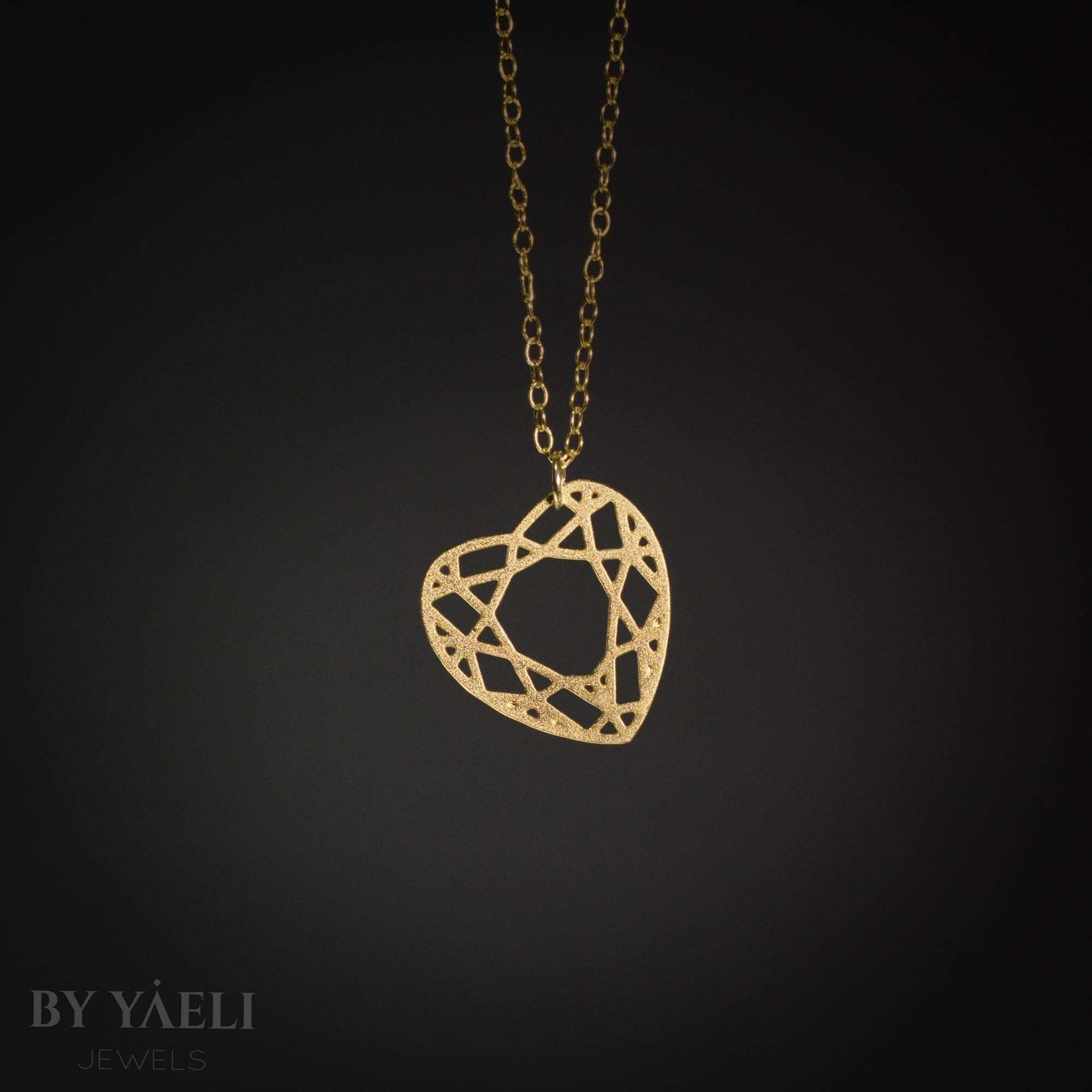 Heart necklace Geometric gold heart pendant personalized mother day gift