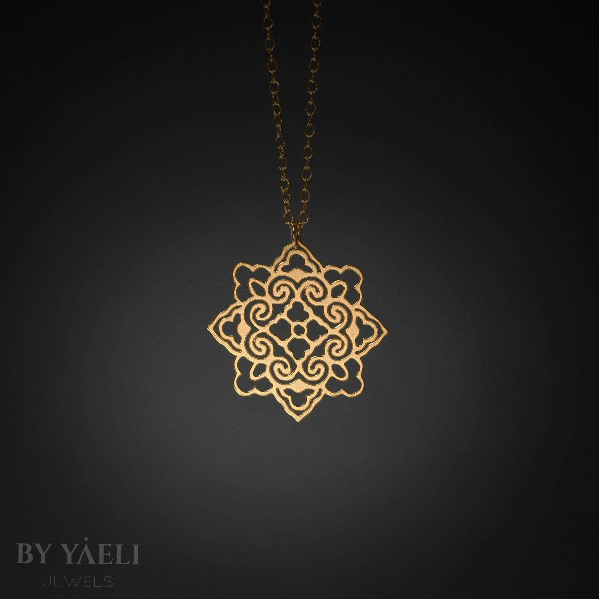 Mandala necklace geometric gold ethnic necklace mandala jewelry unique gift for her