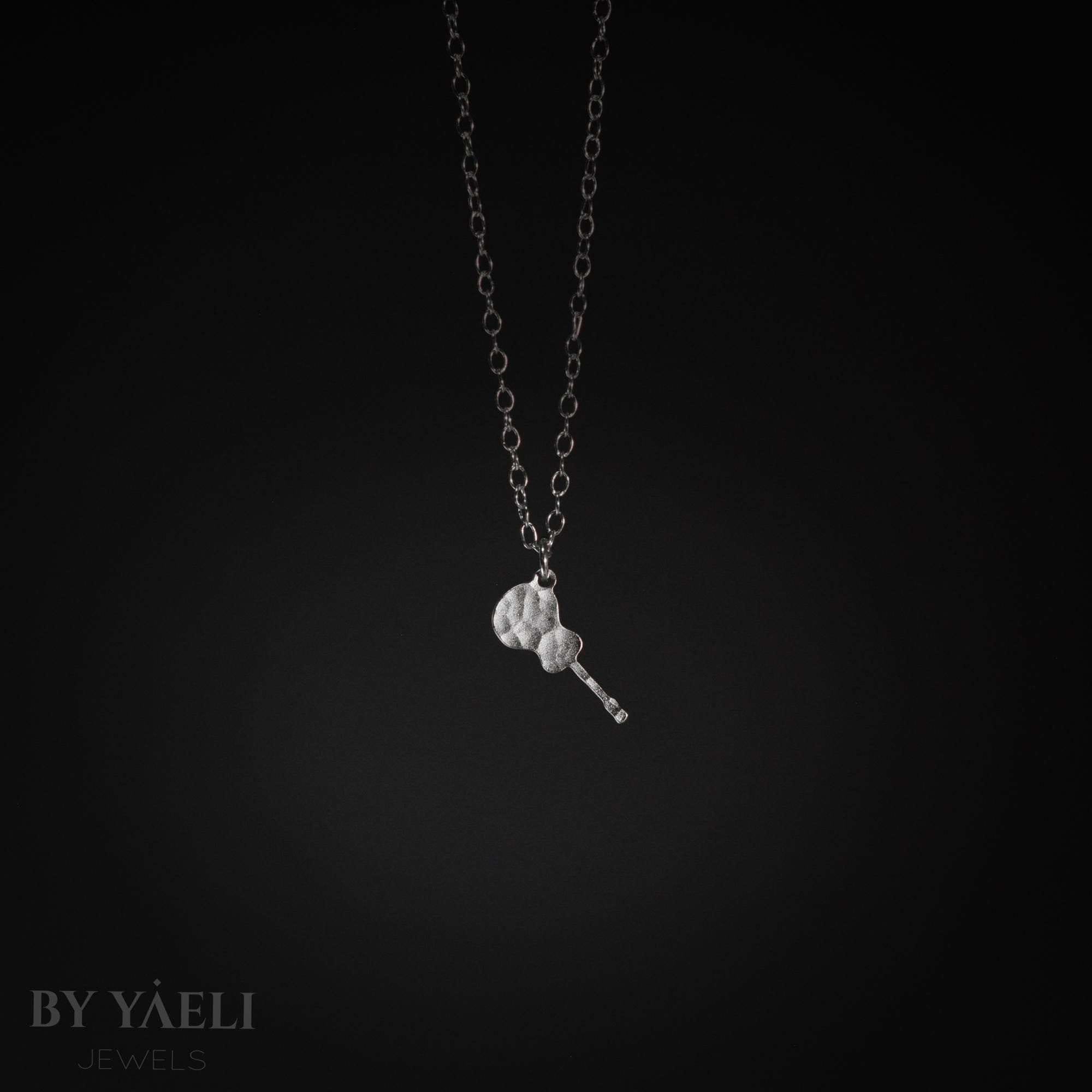 Electric guitar necklace silver dainty guitar necklace Gibson les Paul music gift