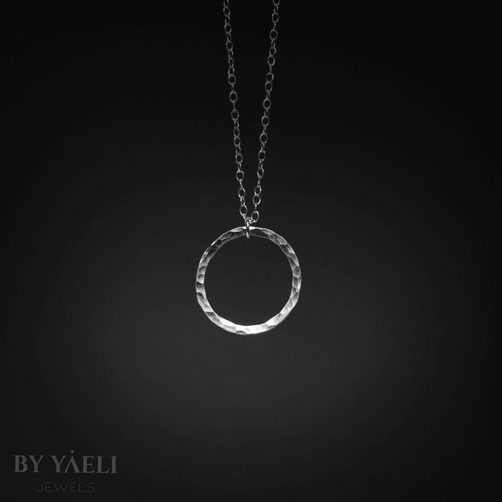 Circle necklace geometric necklace silver necklace circle pendant  hoop necklace