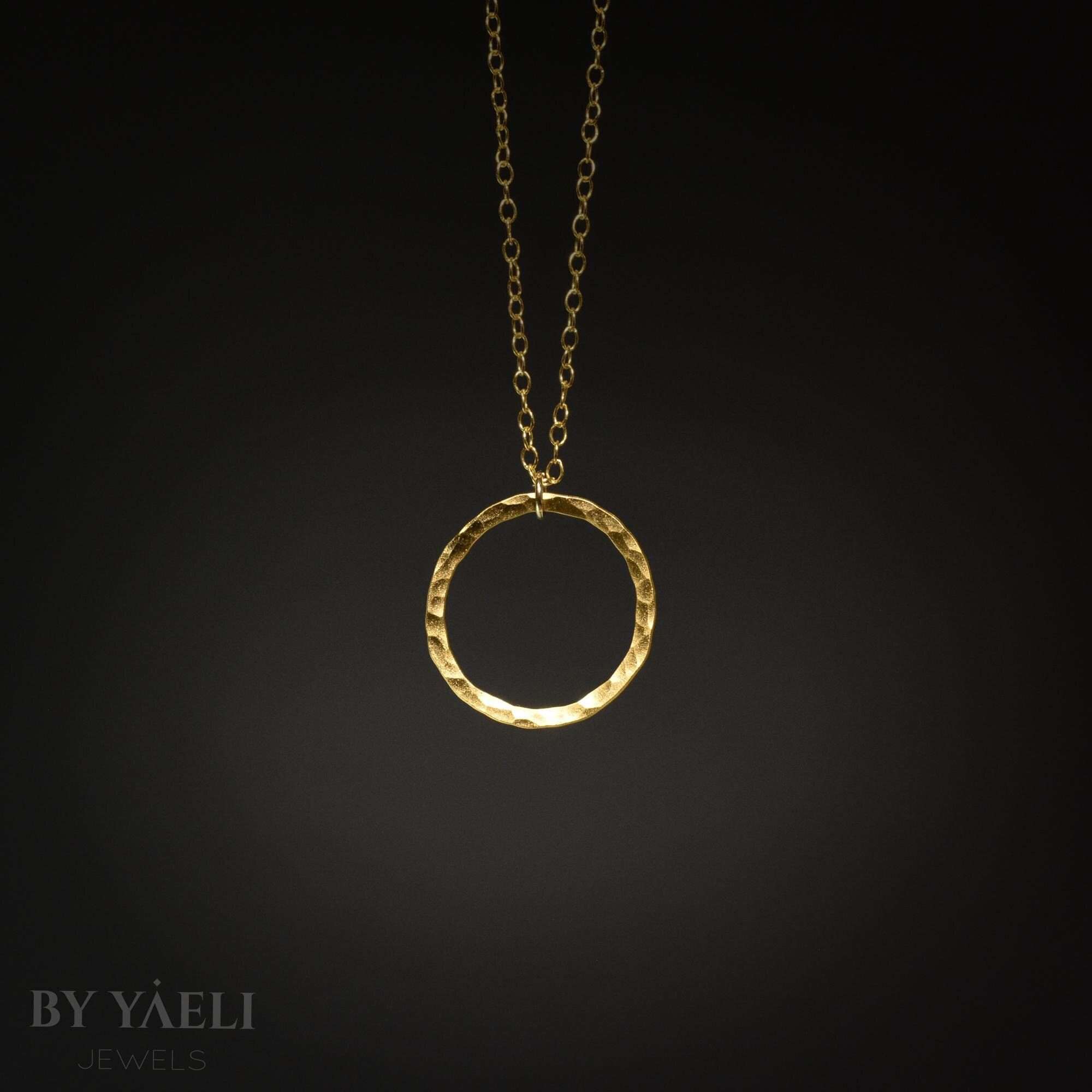 Circle necklace geometric necklace gold necklace gold circle pendant gold hoop necklace