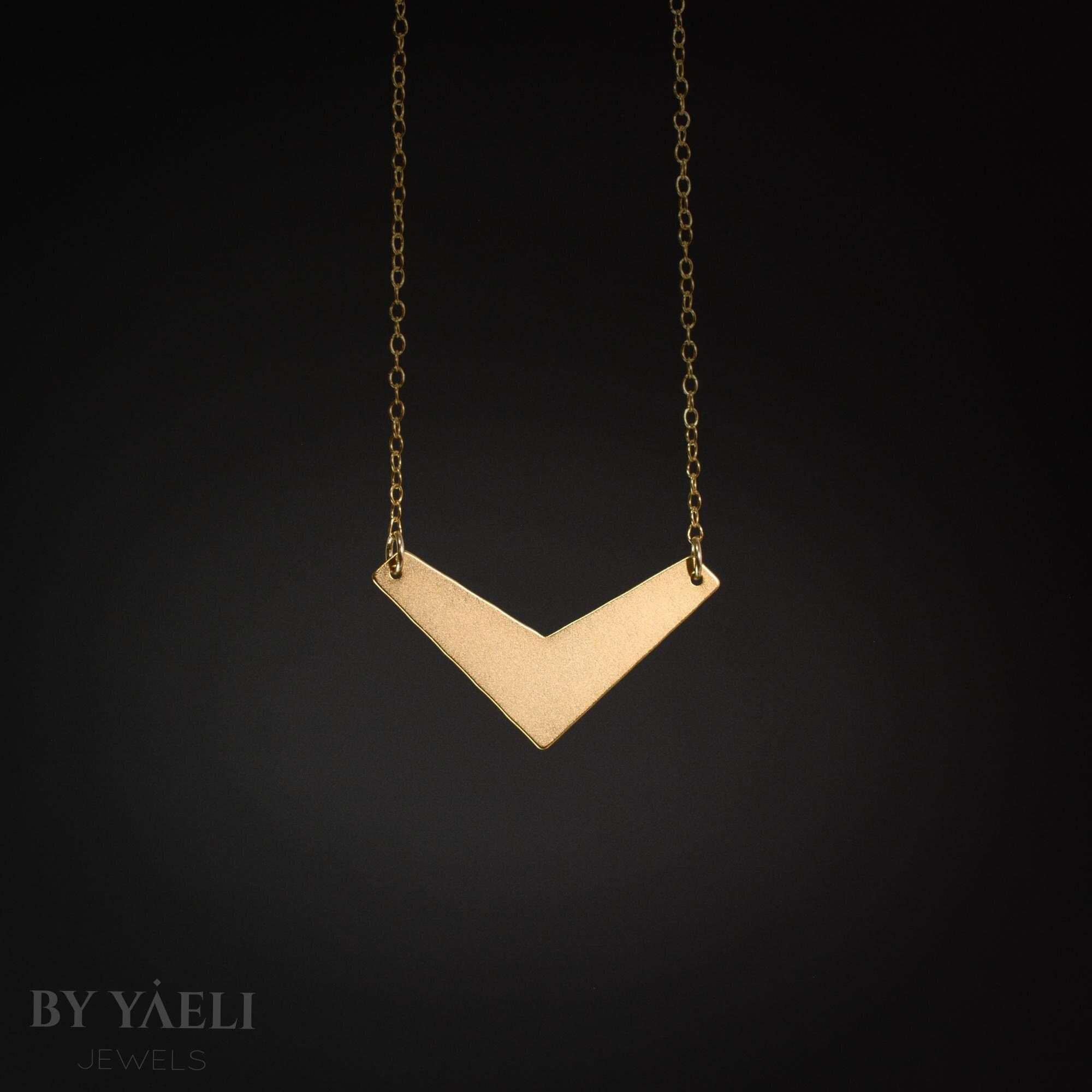 Chevron necklace gold triangle necklace geometric necklace