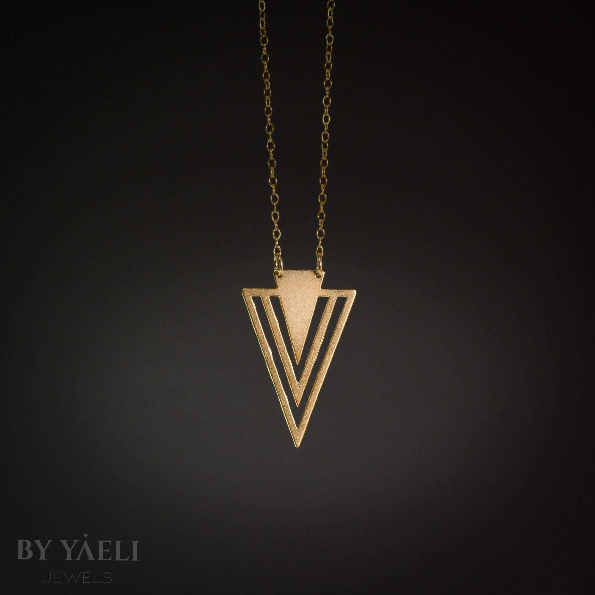 Triangle necklace chevron necklace gold triangle pendant geometric necklace v necklace