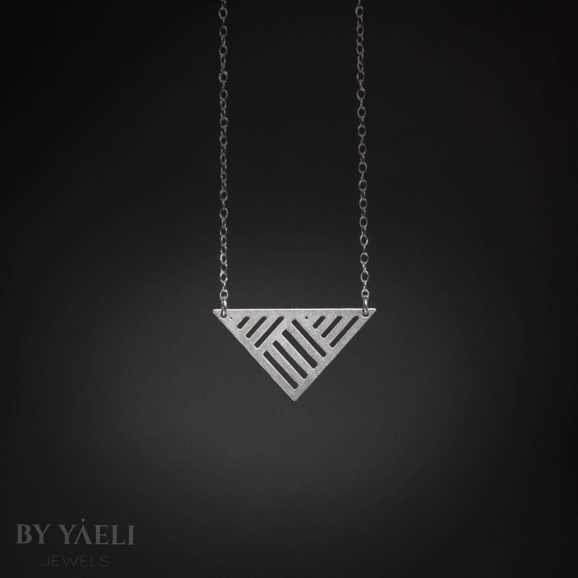 Triangle necklace silver triangular pendant geometric necklace everyday necklace gift for her