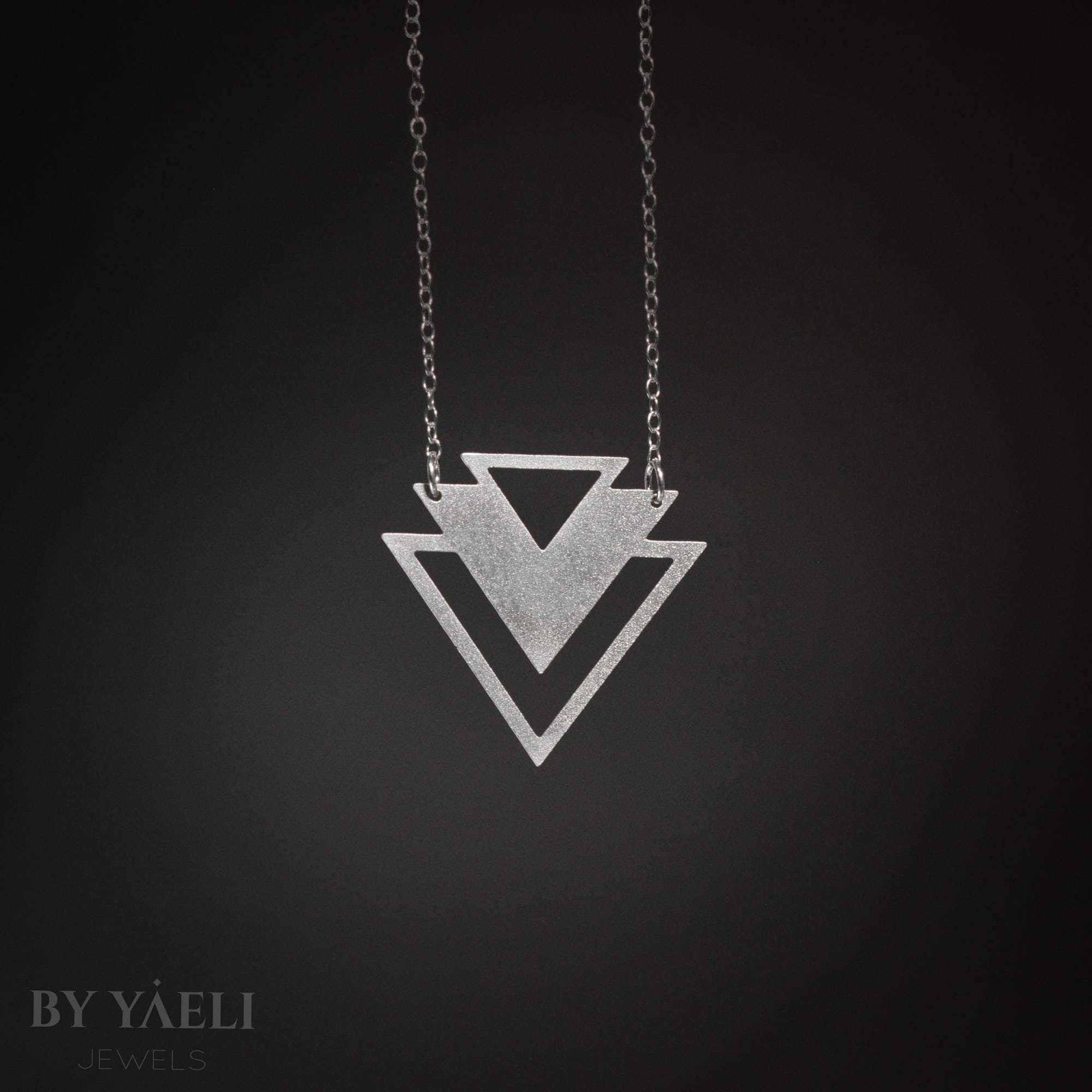 Triangle necklace silver geometric necklace minimalist jewelry gift for her