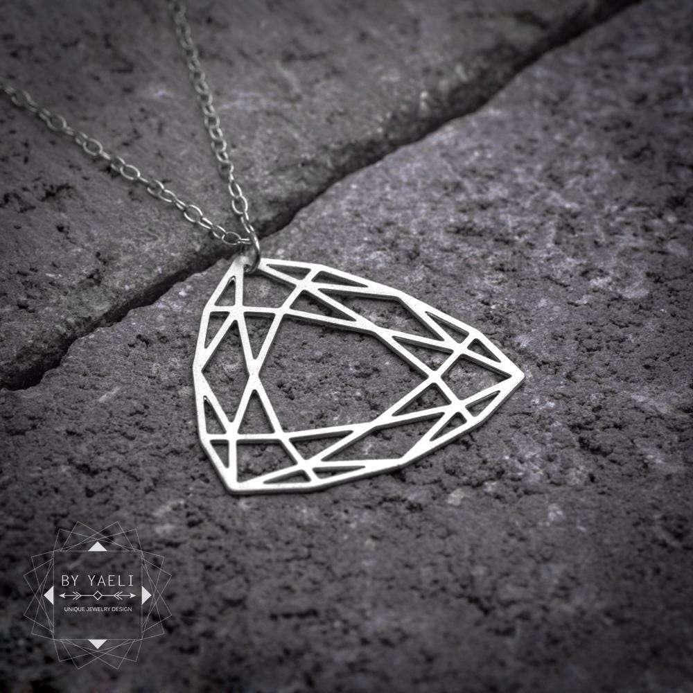 Geometric necklace gold diamond necklace triangle necklace long necklace