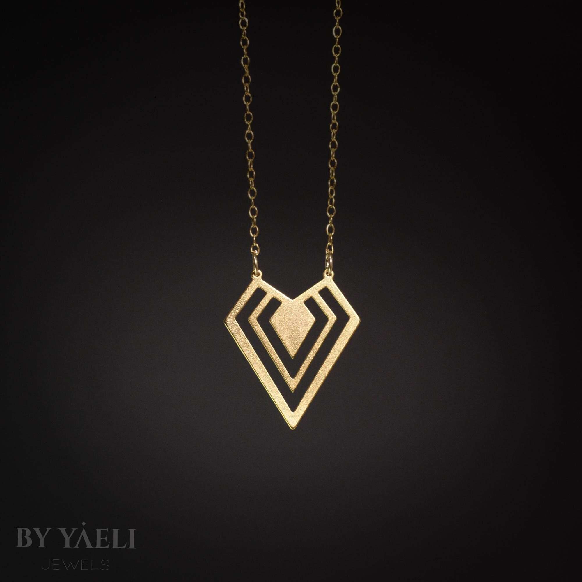 Geometric necklace gold triangle necklace diamond shape necklace triangle pendant
