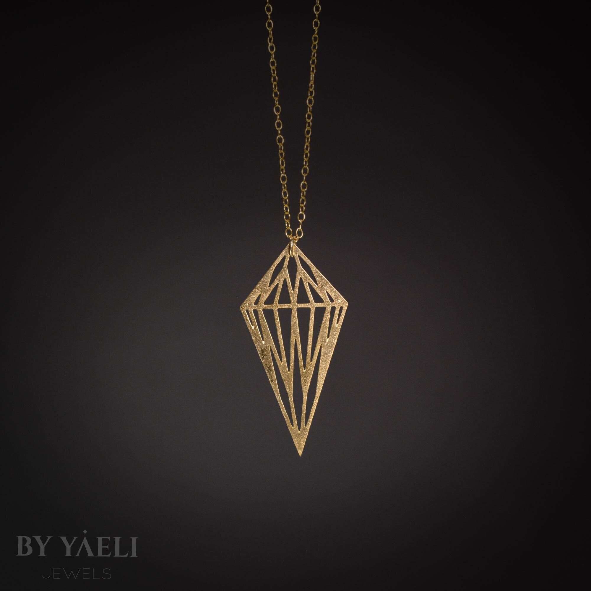 Geometric necklace gold rhombus necklace gold shaped diamond necklace