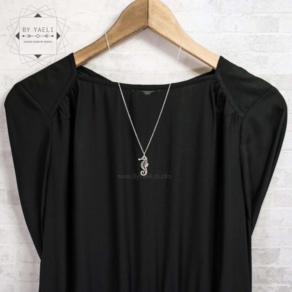 Seahorse necklace silver seahorse pendant beach necklace