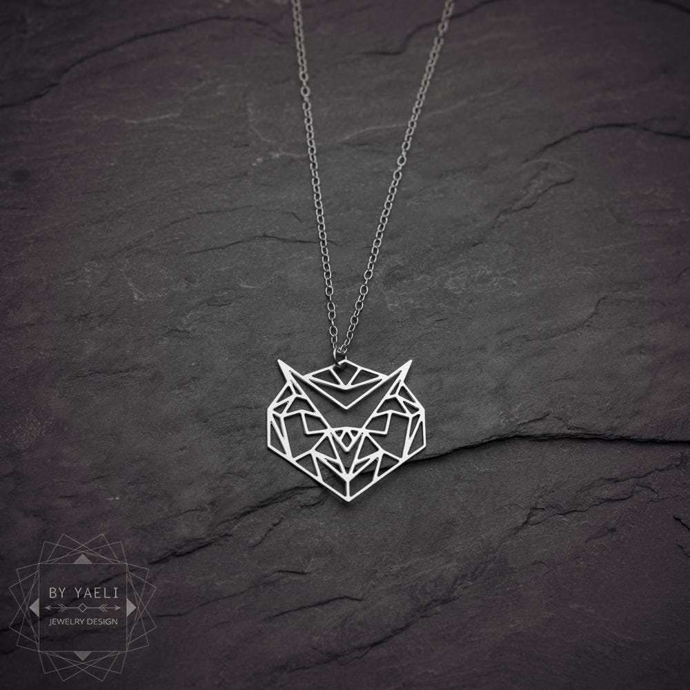 Owl necklace geometric bird necklace owl pendant origami necklace