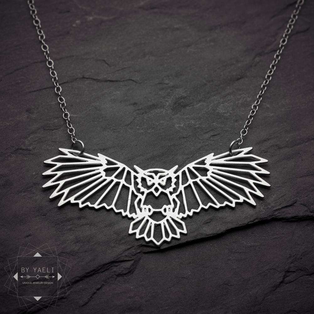Owl necklace owl pendant geometric origami owl