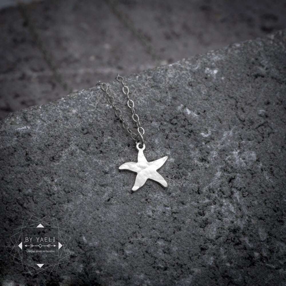 Starfish necklace starfish charm silver ocean necklace beach necklace