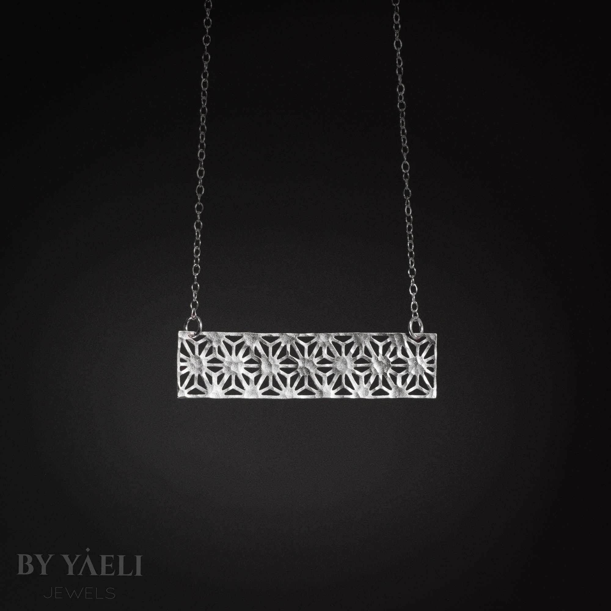 Geometric necklace silver rectangular necklace gift for her