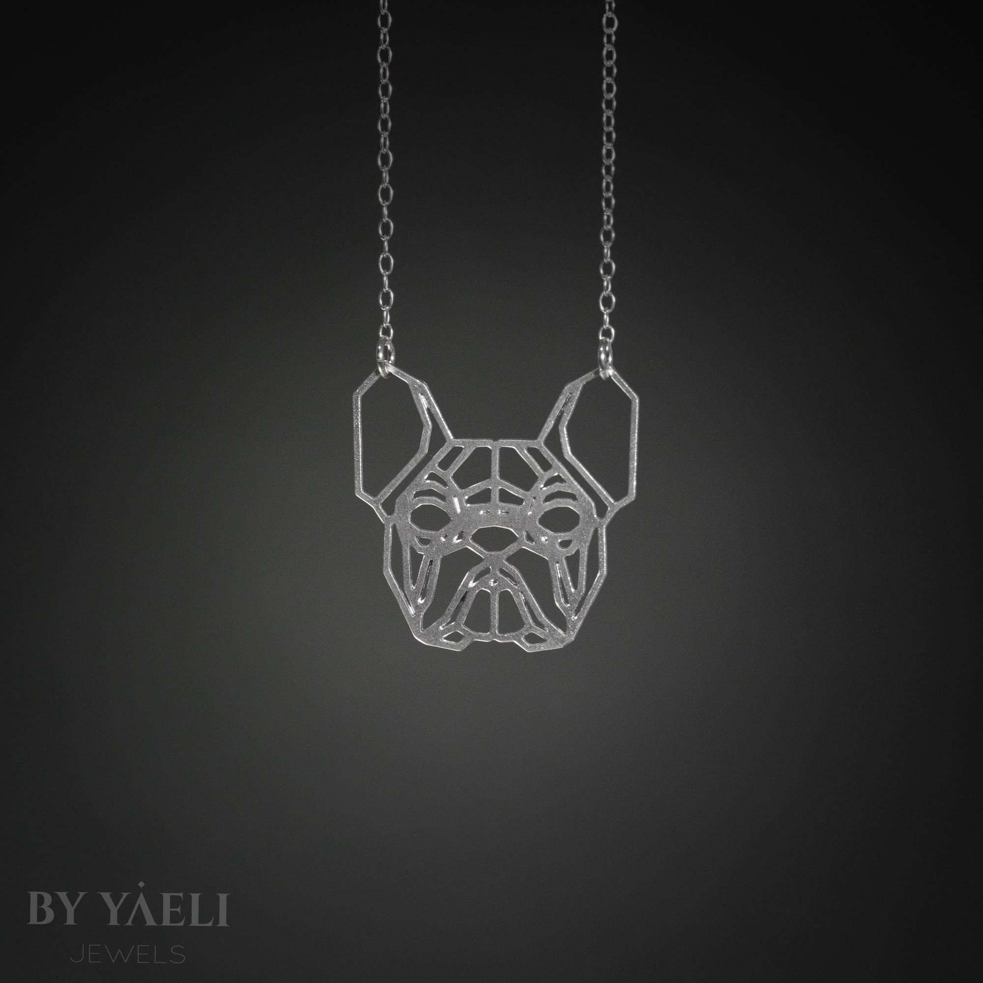 Bulldog necklace, silver dog necklace, French bulldog jewelry