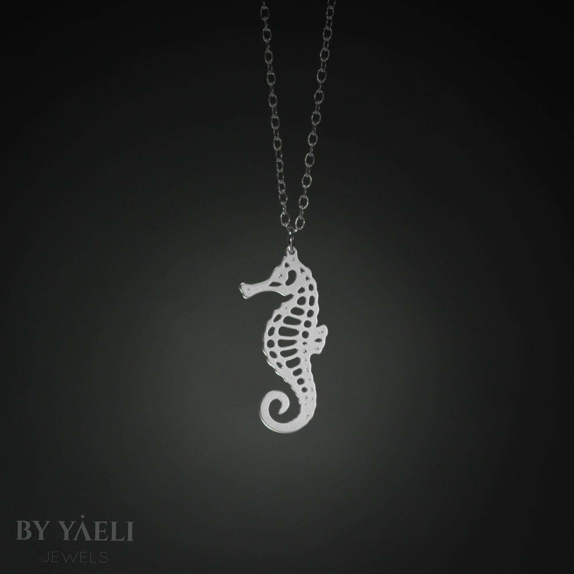 Seahorse necklace silver seahorse pendant beach necklace