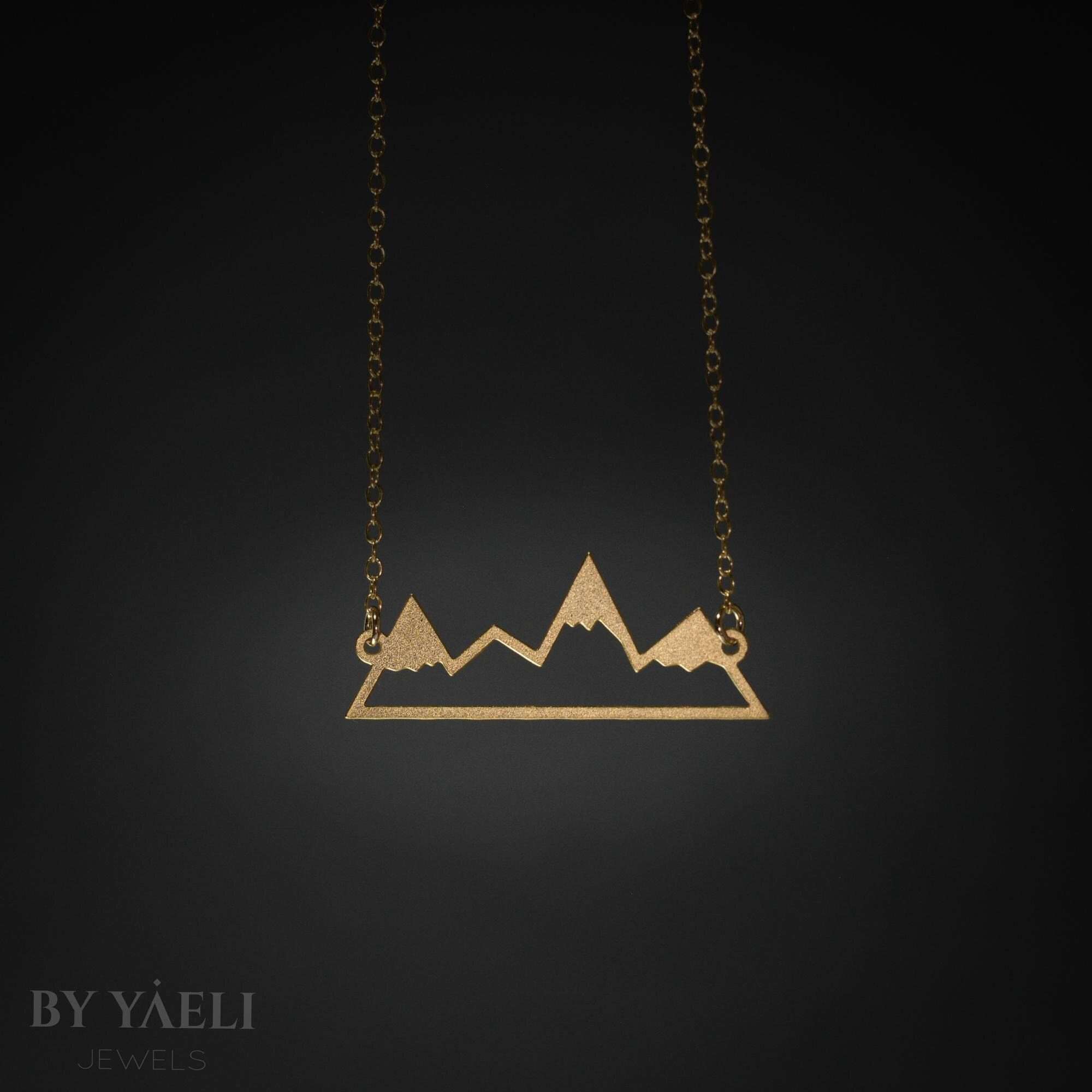 Mountain necklace geometric necklace mountain charm mountain pendant mountain jewelry