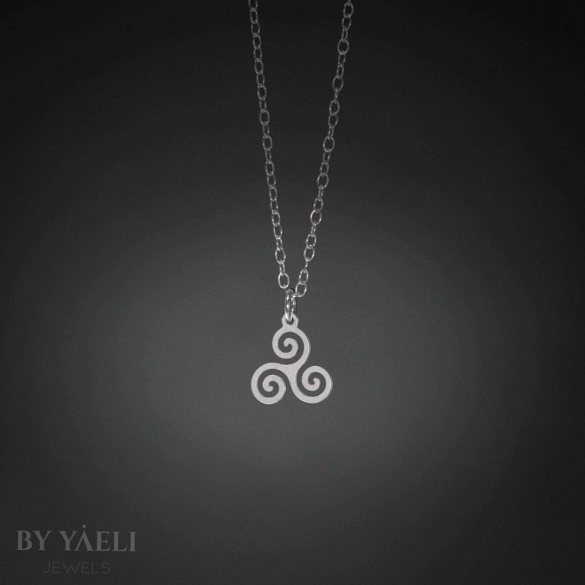 Celtic necklace Irish jewelry silver triskelion necklace Celtic jewelry