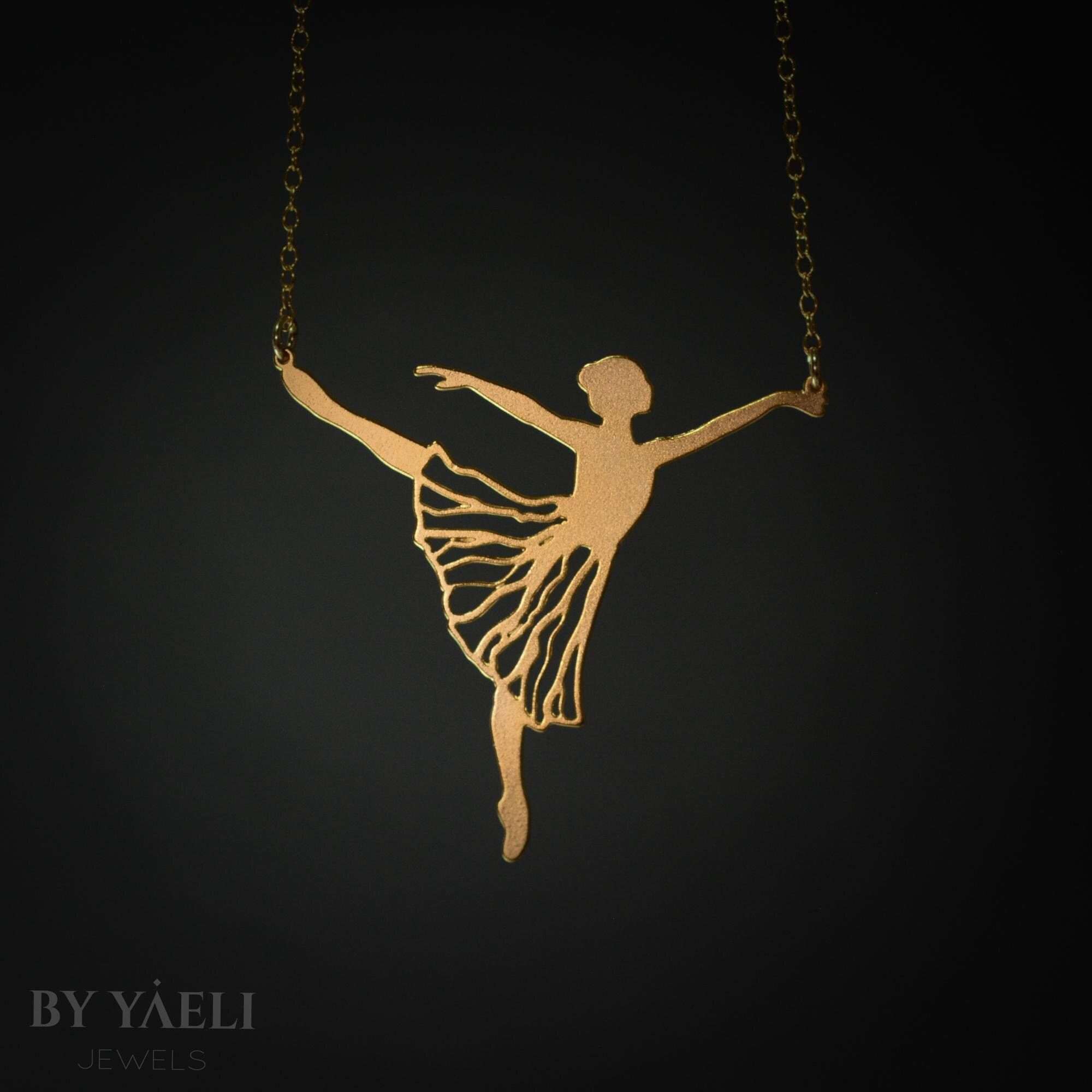 Ballerina necklace ballet dancing necklace gold dancer jewelry ballet lovers