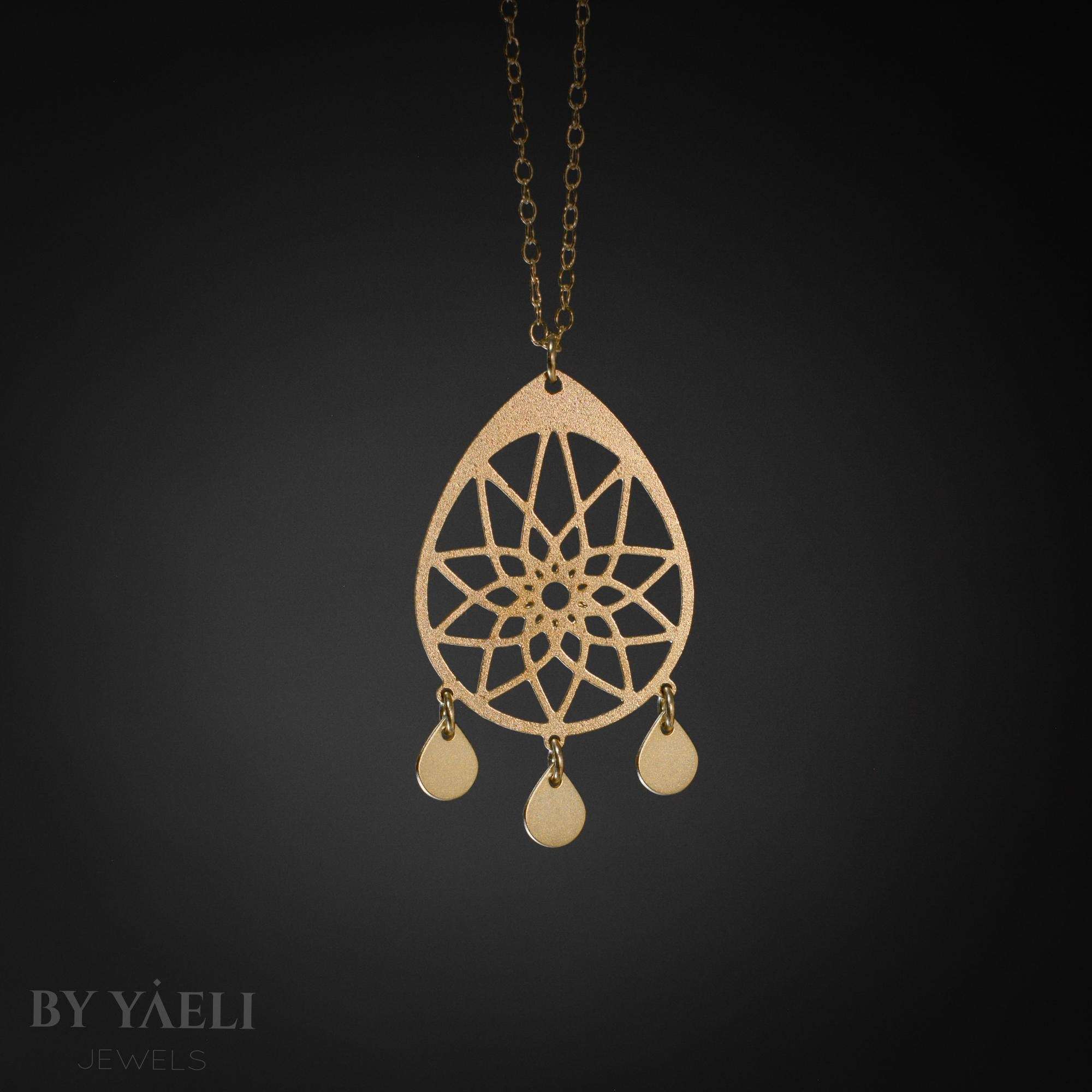 Dream catcher necklace drop shape mandala