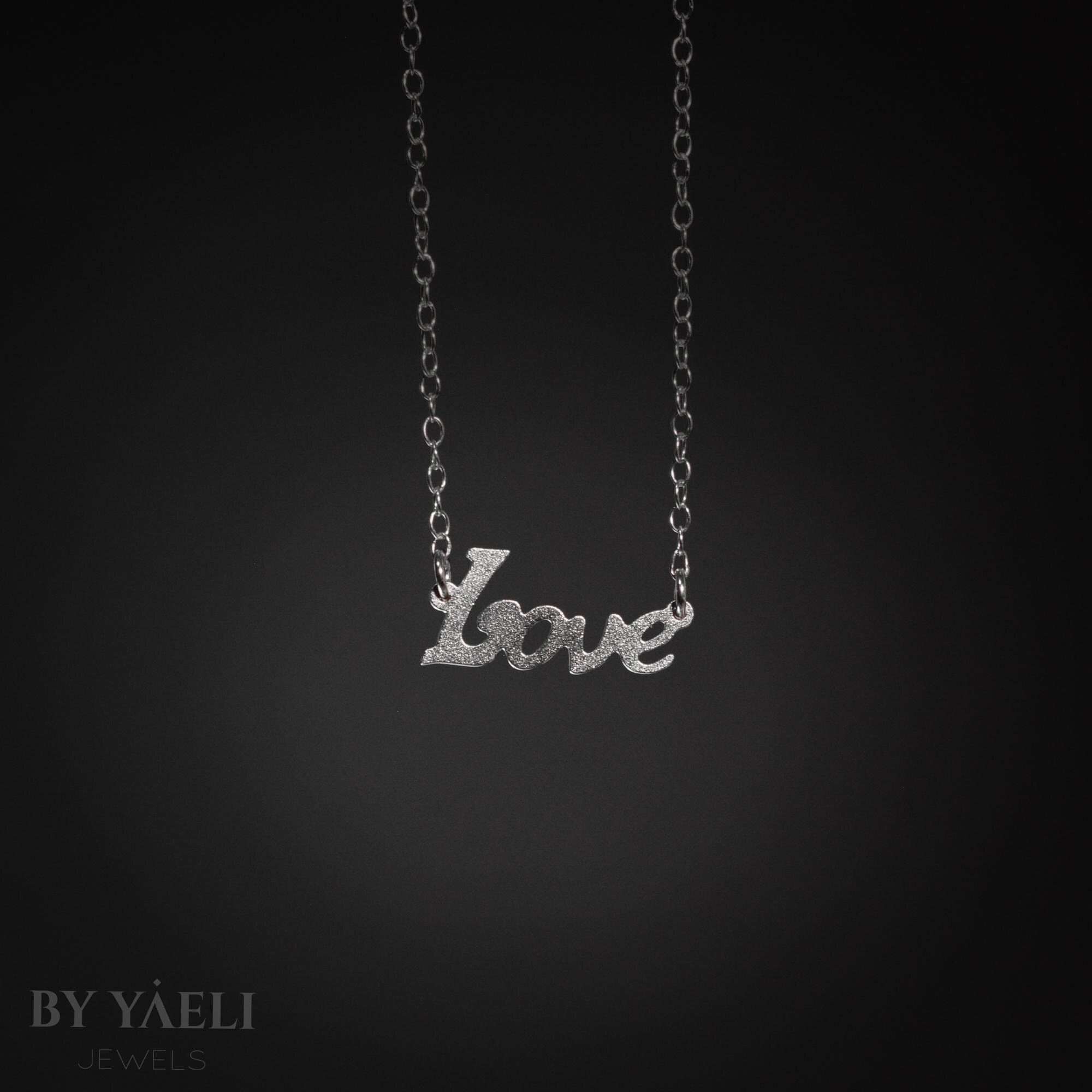 Love necklace silver love statement necklace personalized mom gift