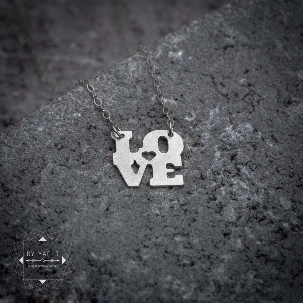 Love necklace relationship silver necklace couple necklace “love” script necklace