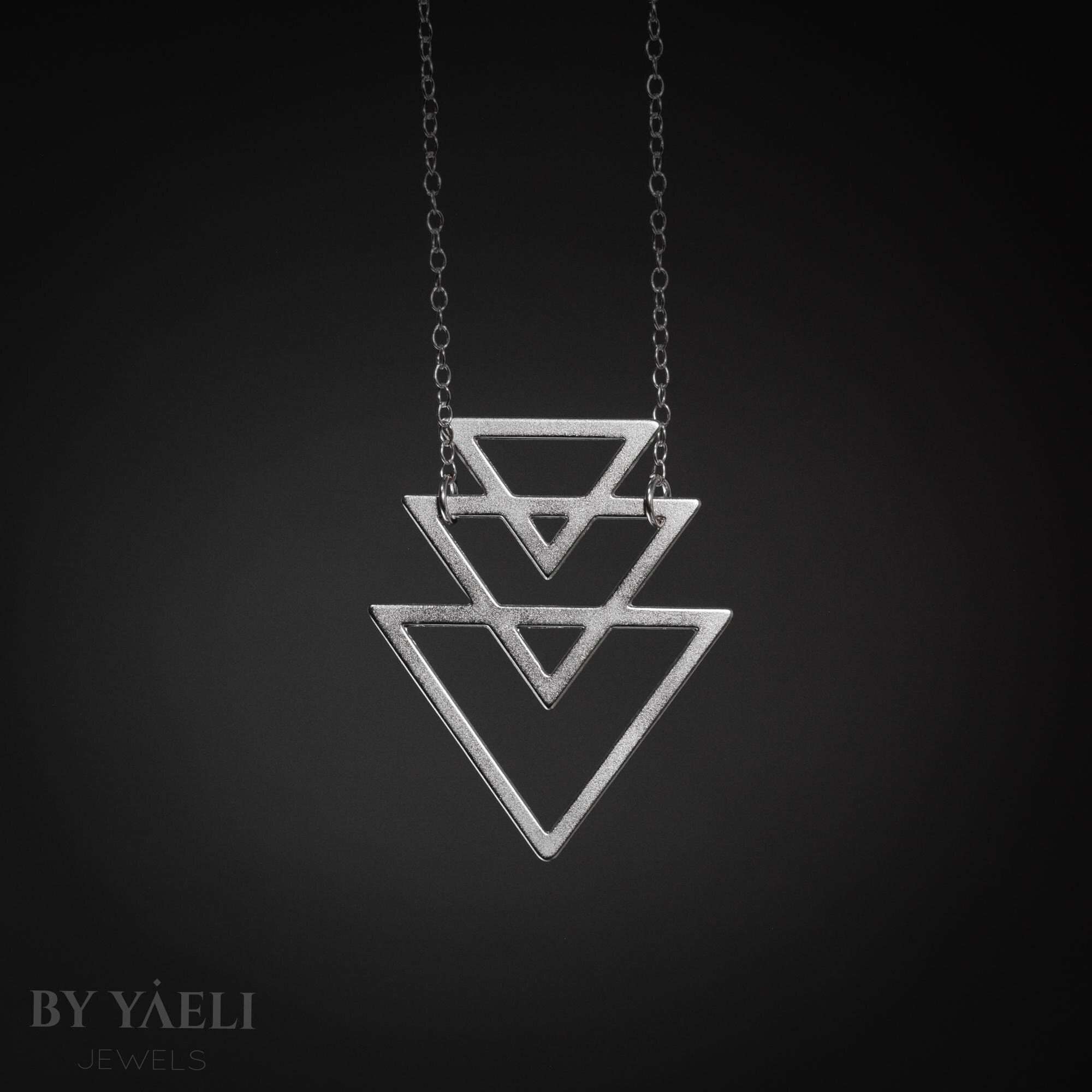 Triangle necklace geometric necklace silver triangular necklace