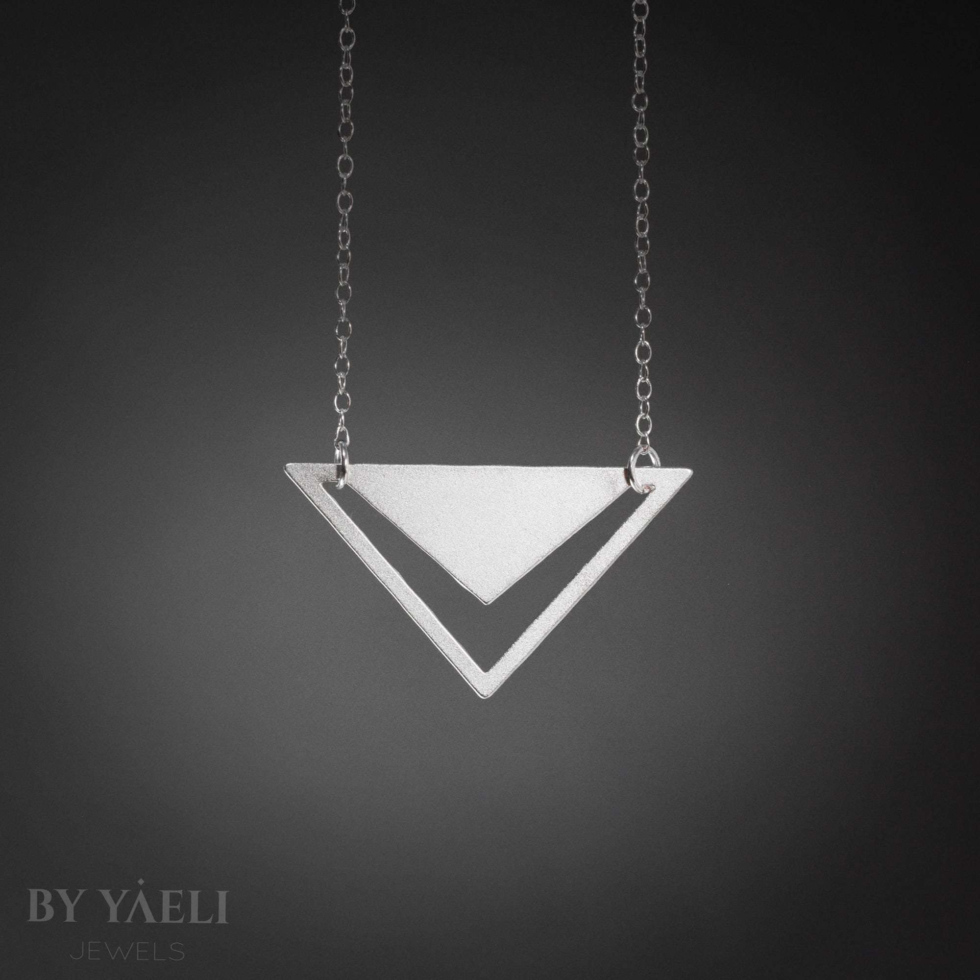 Triangle necklace silver triangle pendant geometric necklace