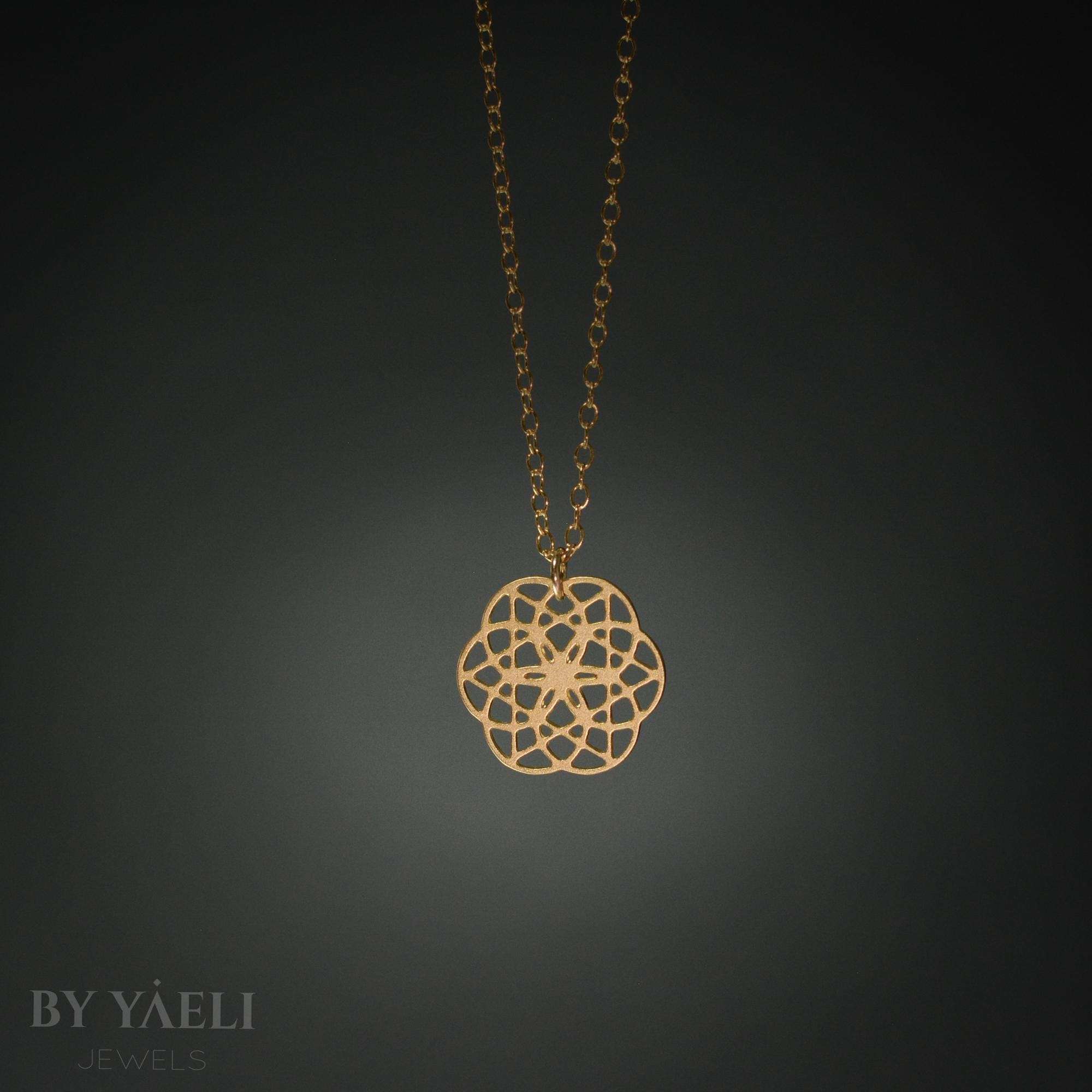 Sacred necklace Celtic necklace gold flower of life necklace
