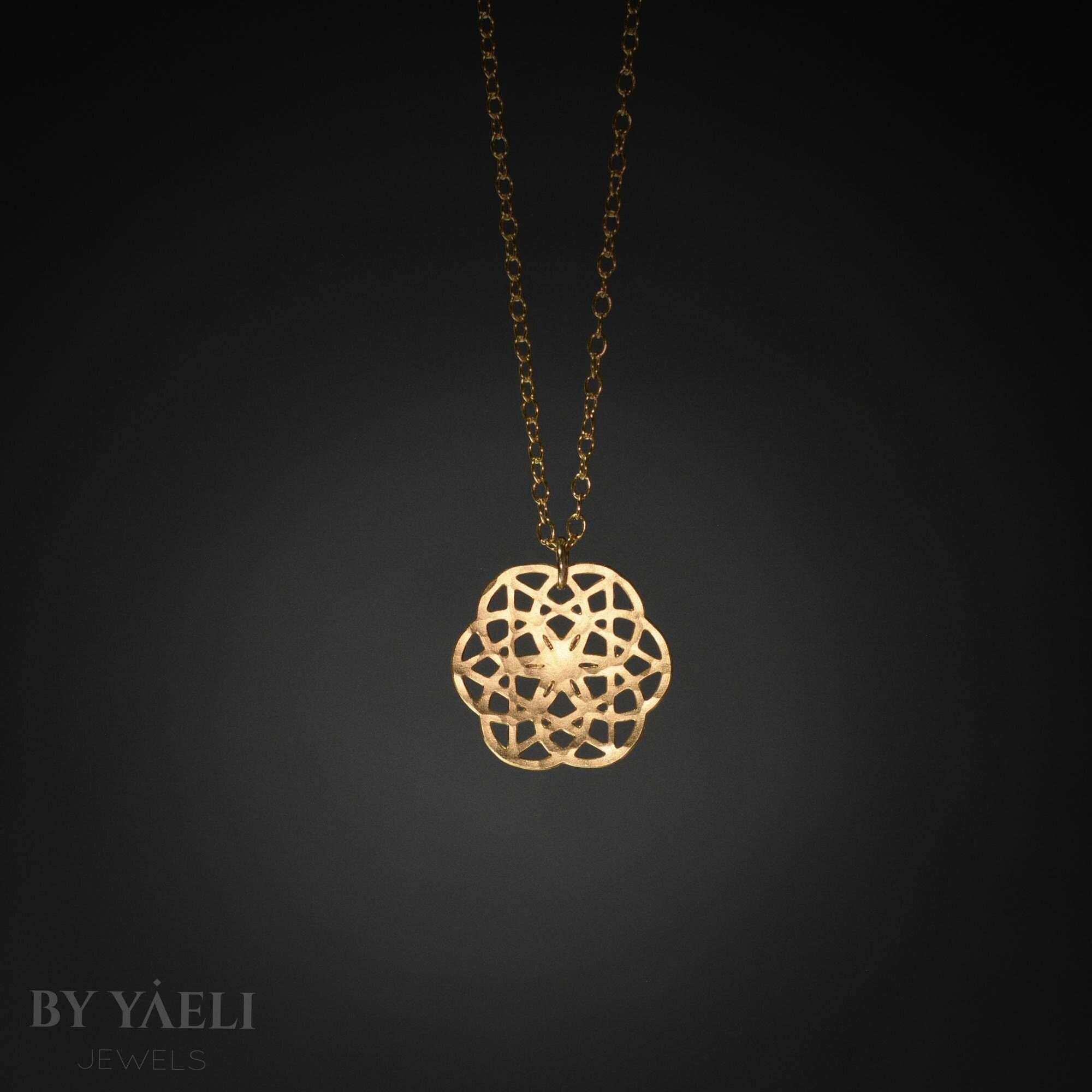 Sacred necklace Celtic necklace gold flower of life necklace