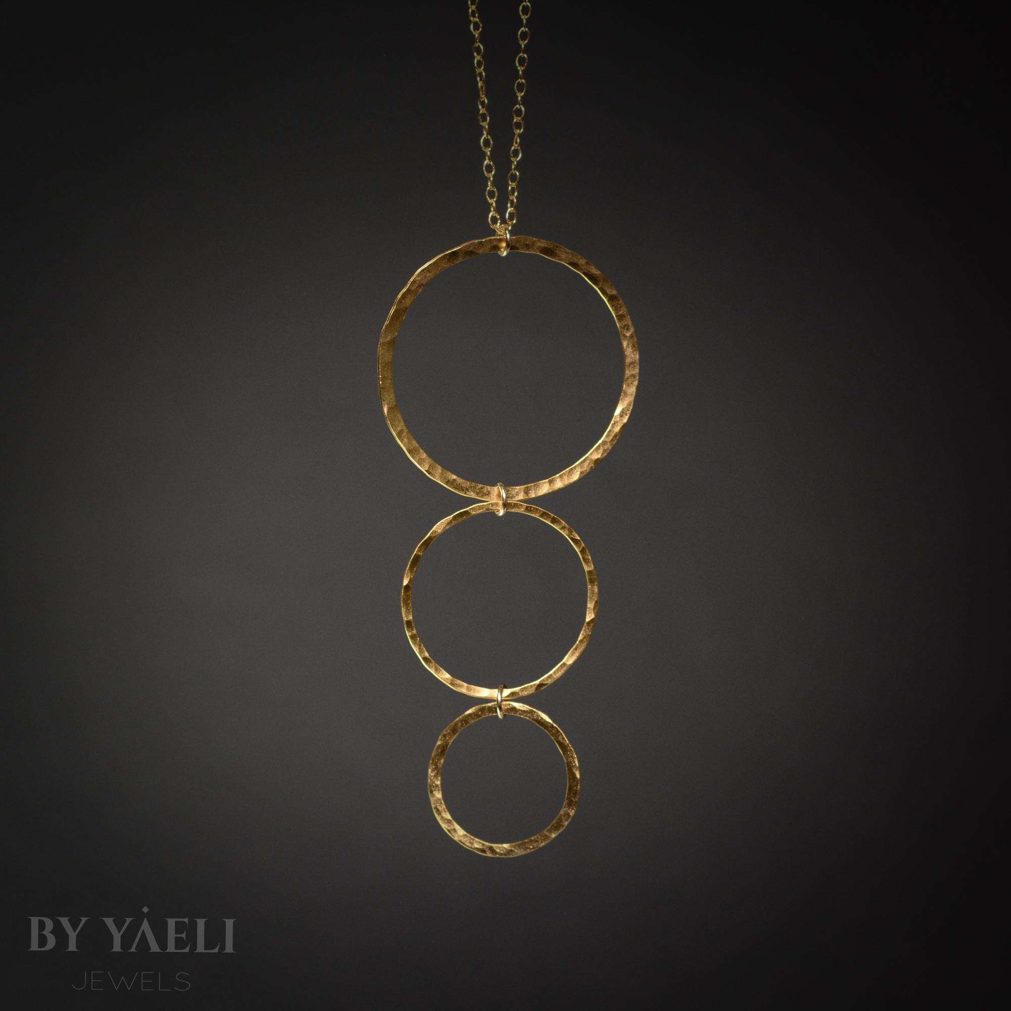 Long necklace gold geometric necklace circles necklace gold hoops minimalist necklace gift for her