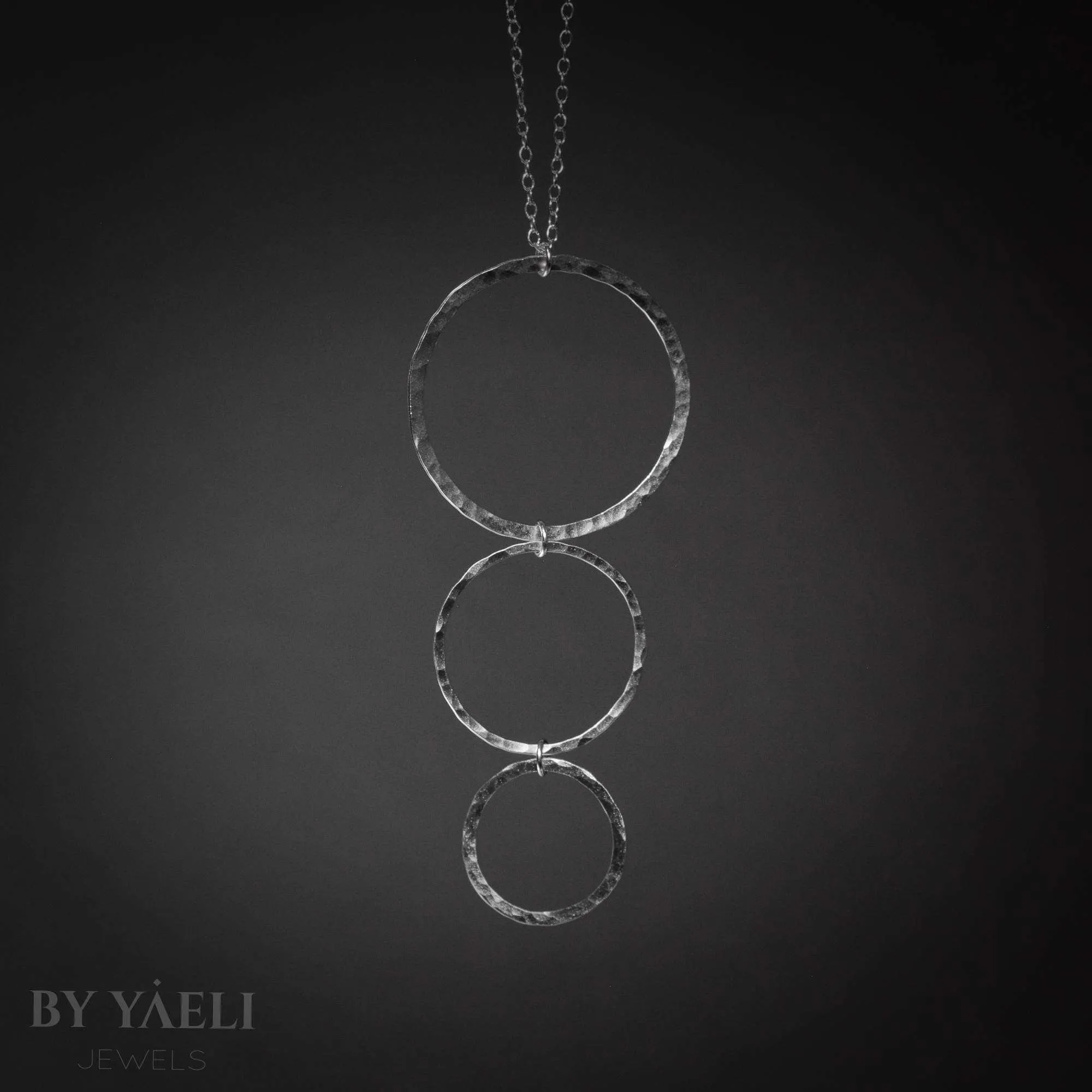 Long necklace silver geometric necklace circles necklace hoops minimalist necklace gift for her