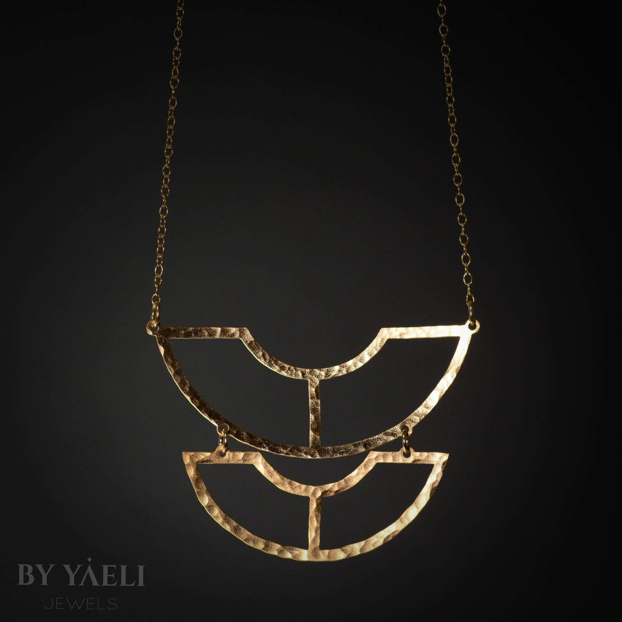 Geometric necklace half circle necklace geometric jewelry gold long necklace