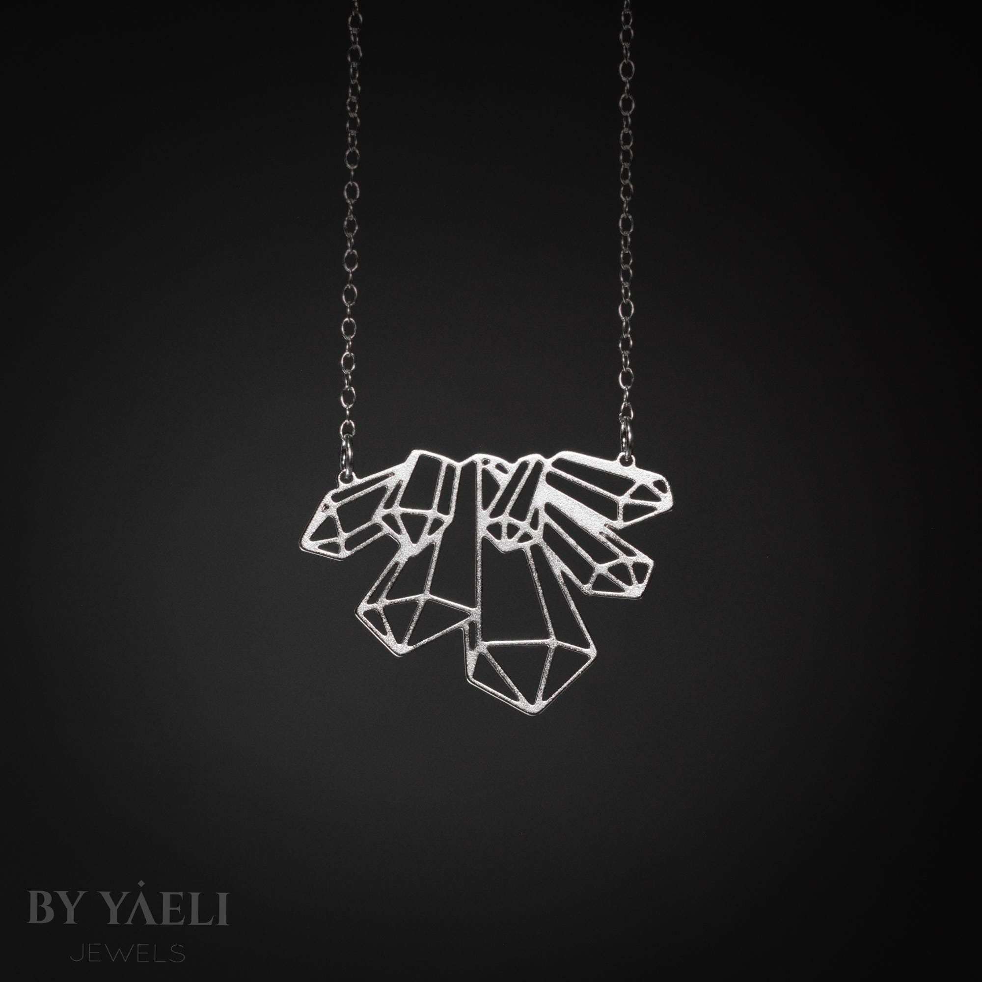 Geometric necklace silver crystal shape necklace gift for her