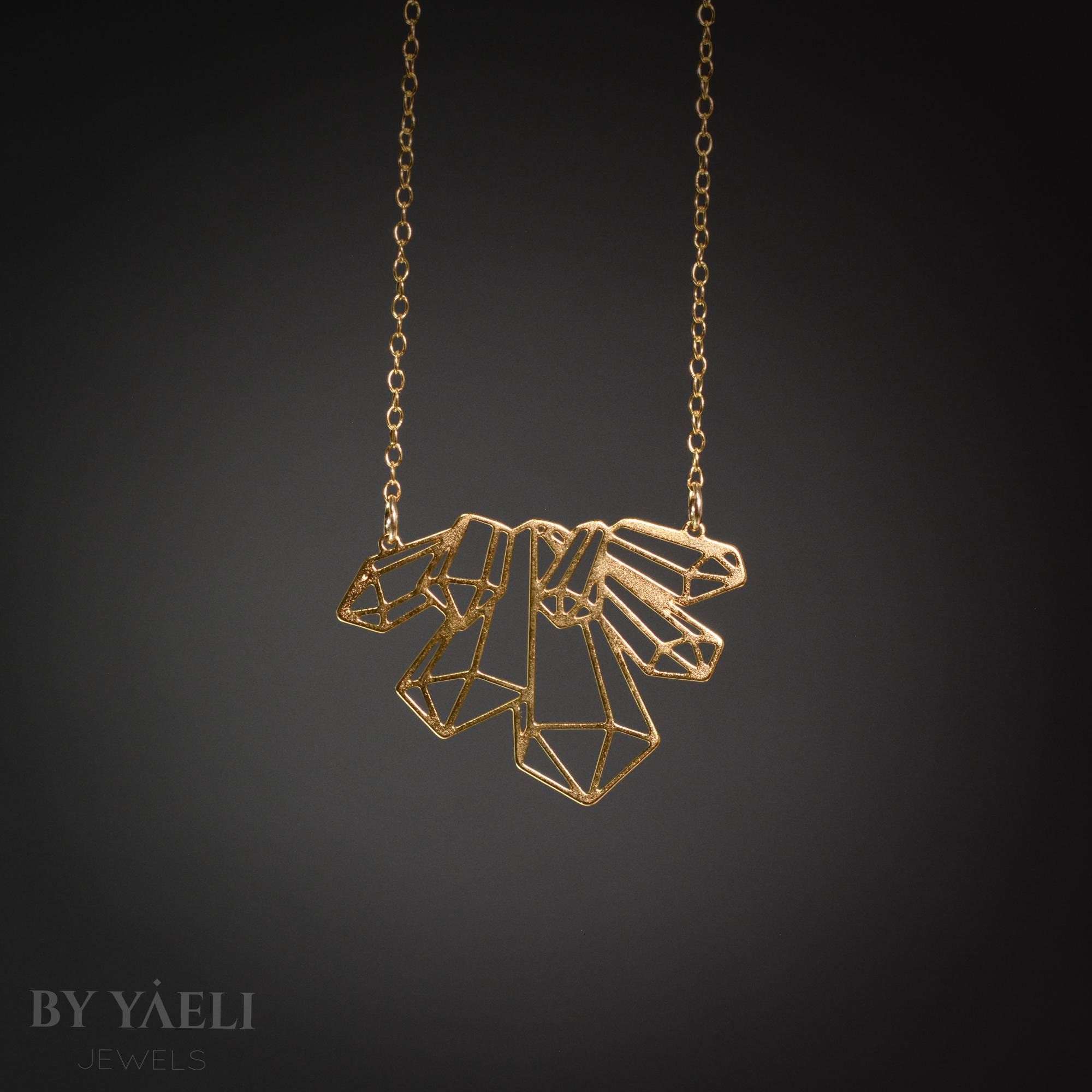 Geometric necklace gold crystal shape necklace gift for her