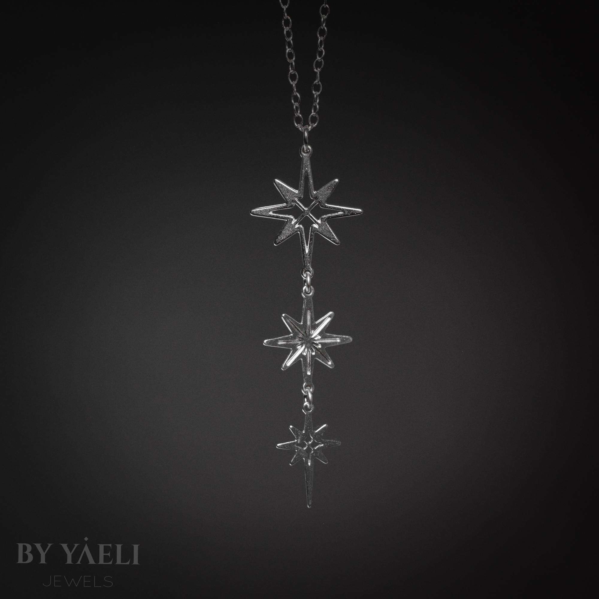 North star necklace celestial necklace silver dainty star necklace long necklace – Christmas gift