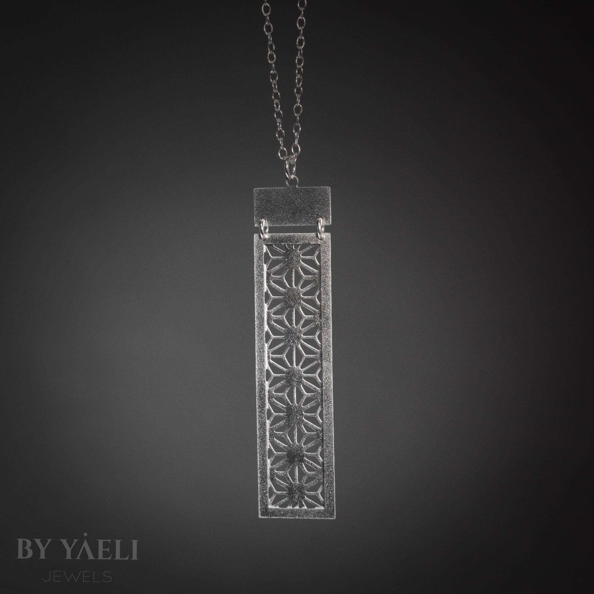 Rectangle necklace silver geometric necklace long necklace geometric jewelry Christmas gift for here