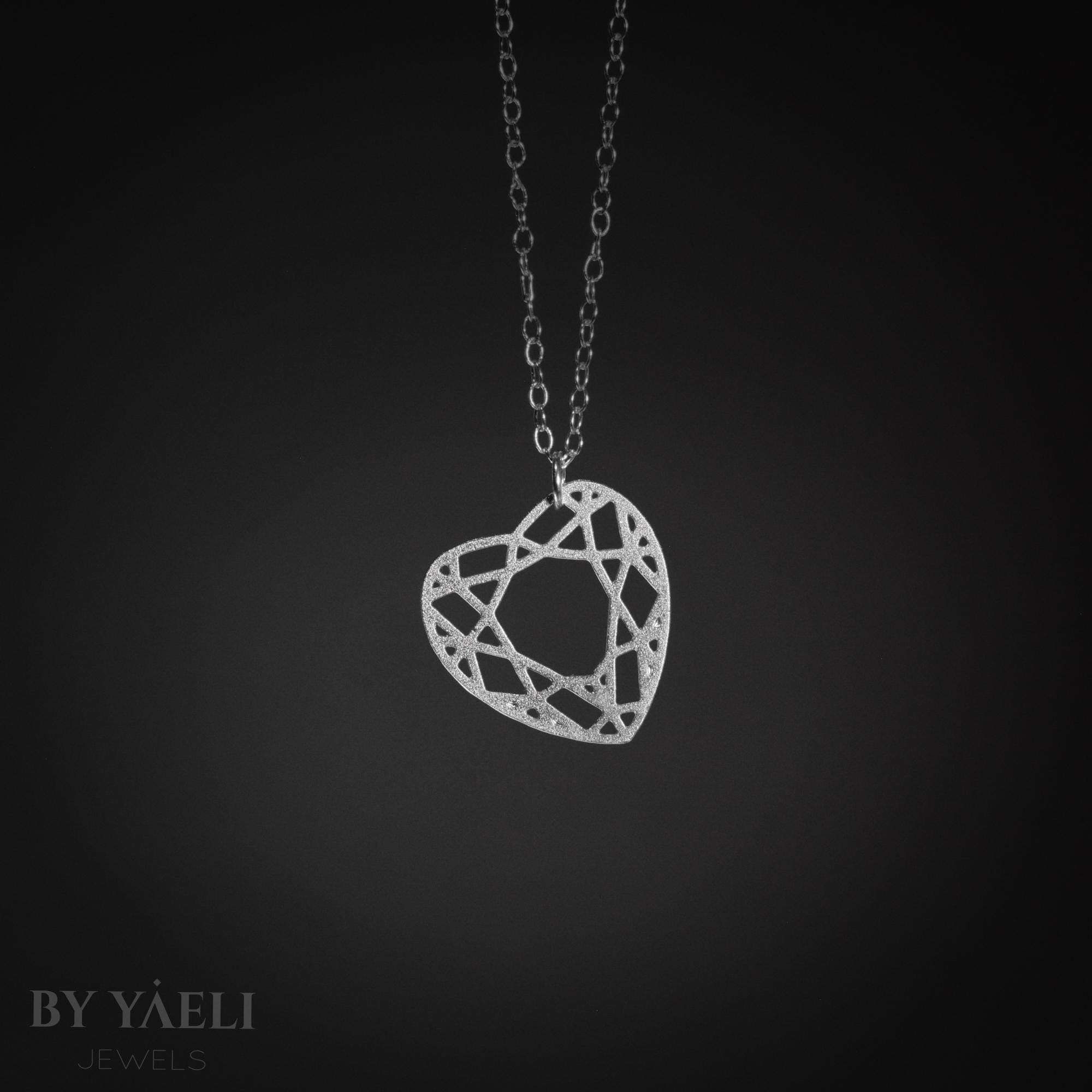 Heart necklace Geometric silver heart pendant personalized mother day gift