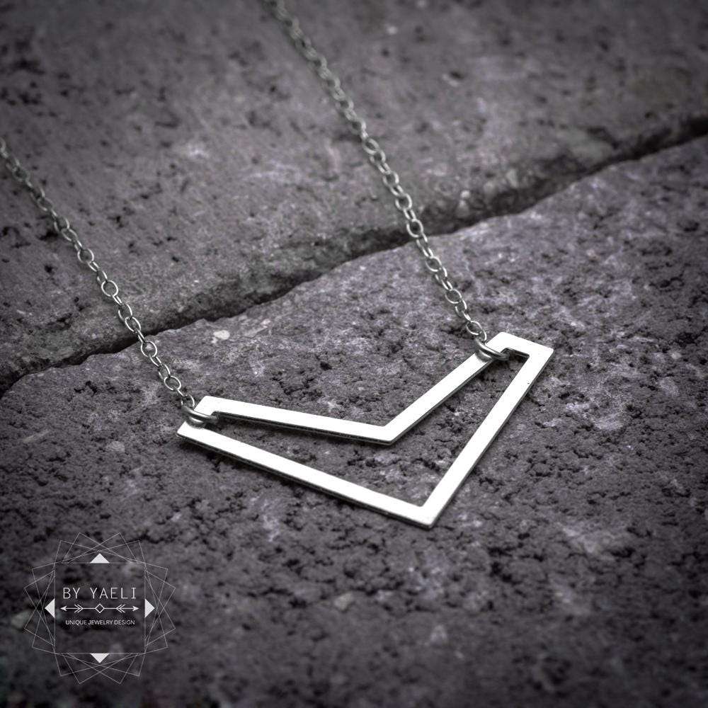 Chevron necklace V necklace geometric arrow necklace hollow triangle necklace