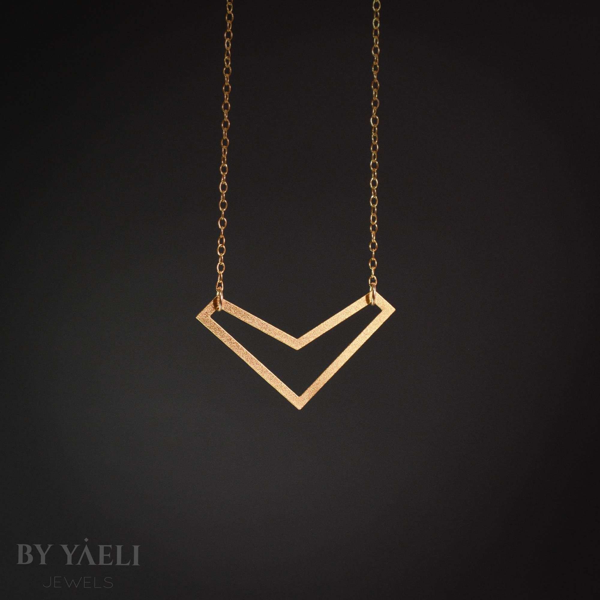 Chevron necklace gold V necklace geometric arrow necklace hollow triangle necklace