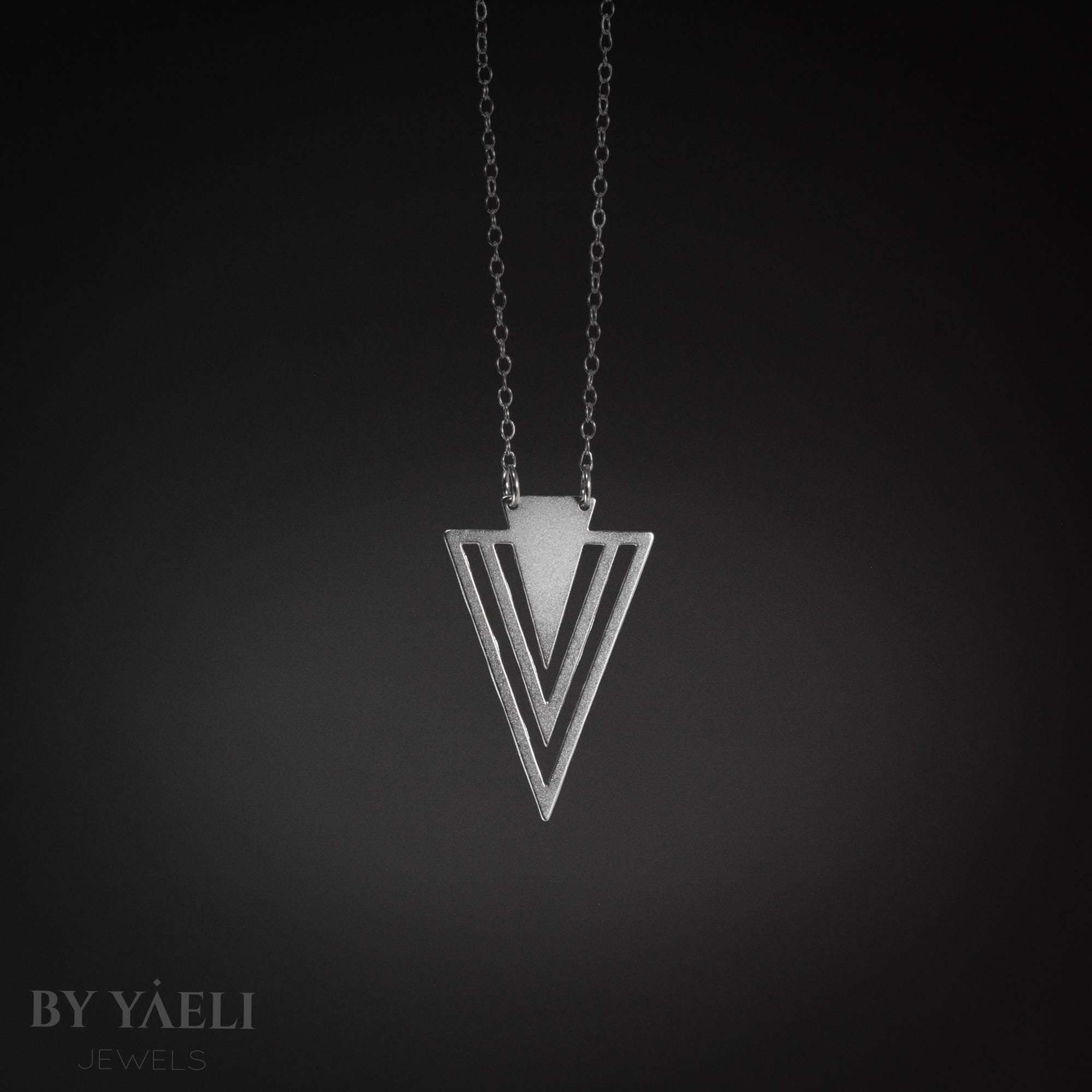 Triangle necklace chevron necklace silver triangle pendant geometric necklace v necklace