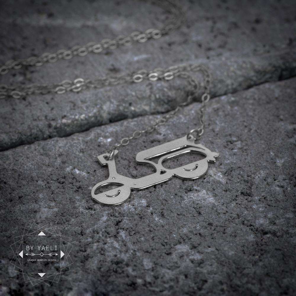 Vespa necklace scooter necklace silver Vespa scooter motorcycle pendant gifts motorbike necklace