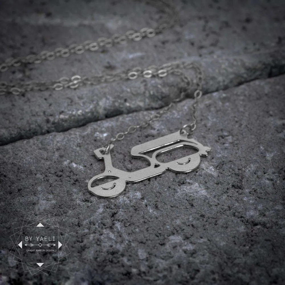 Vespa necklace scooter necklace silver Vespa scooter motorcycle pendant gifts motorbike necklace