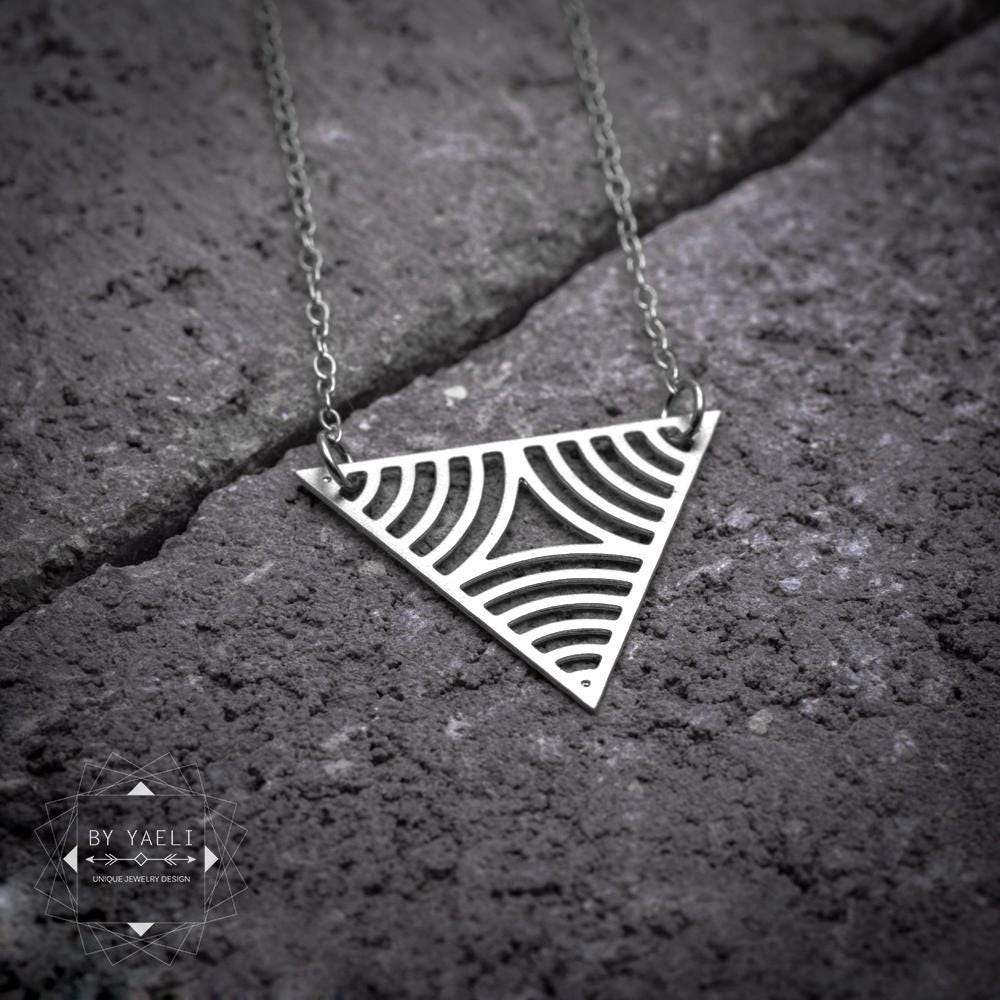 Triangular necklace geometric necklace silver triangular pendant Christmas gift for her
