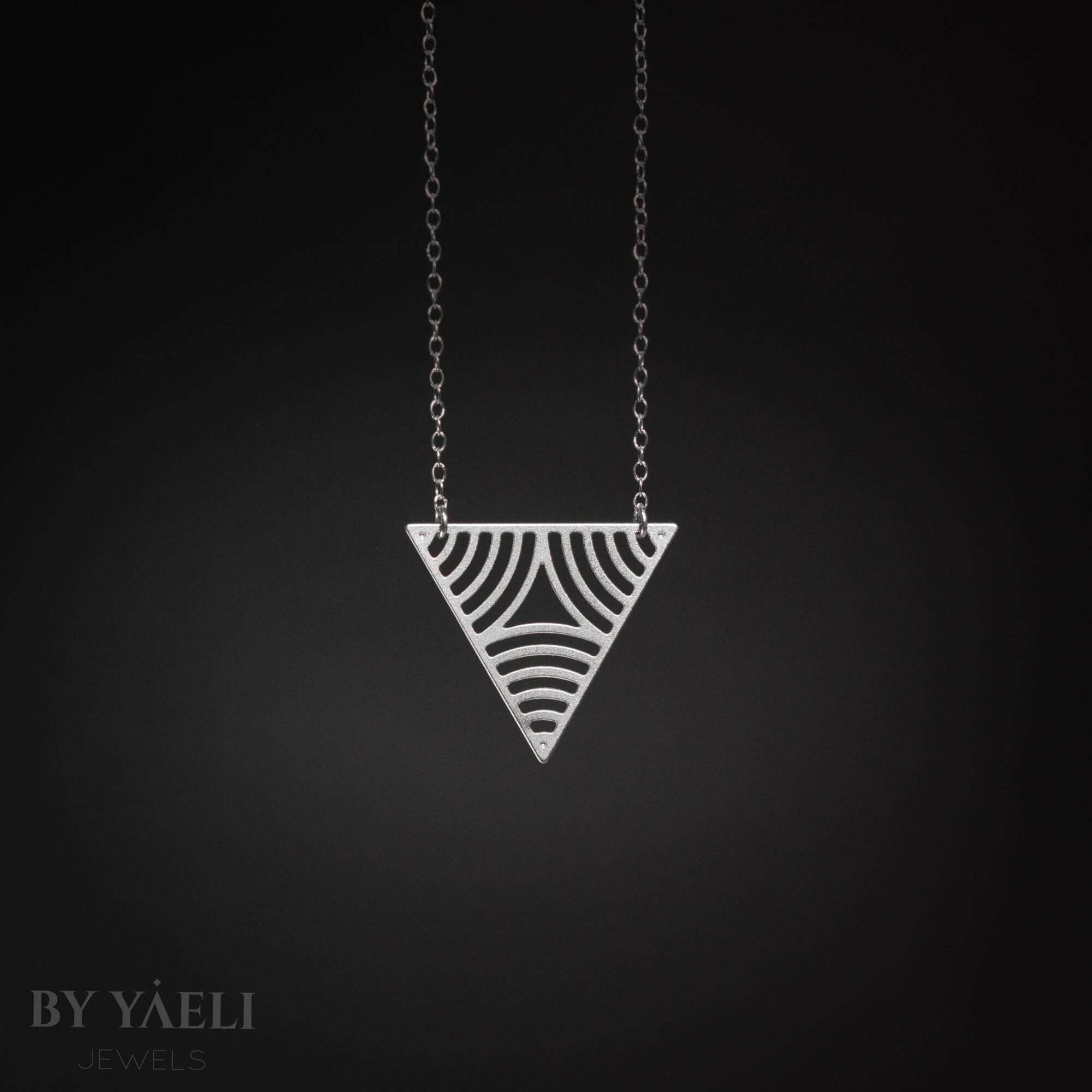 Triangular necklace geometric necklace silver triangular pendant Christmas gift for her
