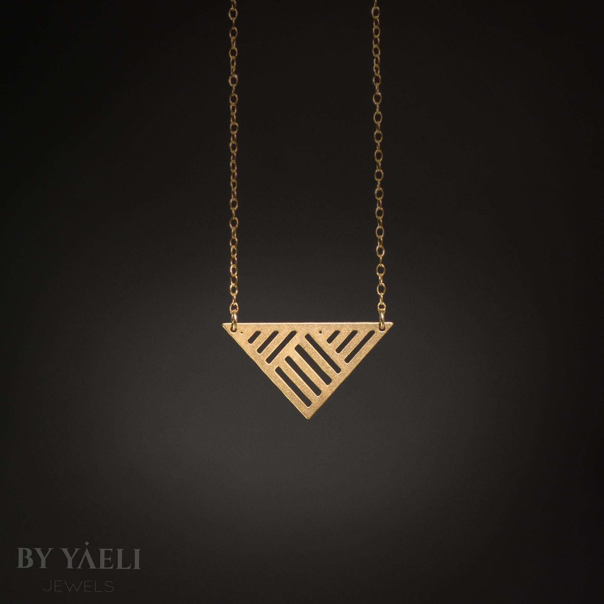 Triangle necklace gold triangular pendant geometric necklace everyday necklace gift for her