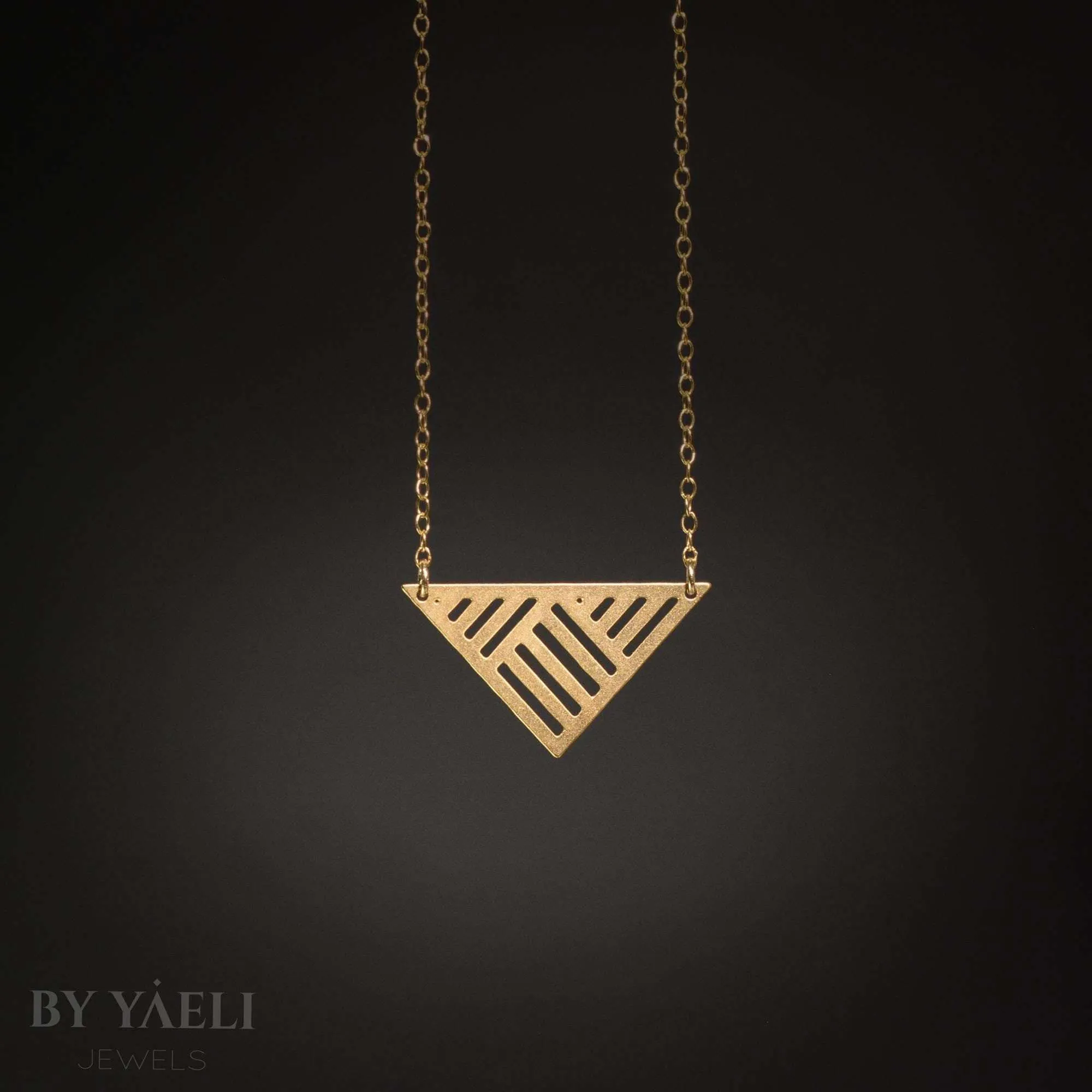 Triangle necklace gold triangular pendant geometric necklace everyday necklace gift for her