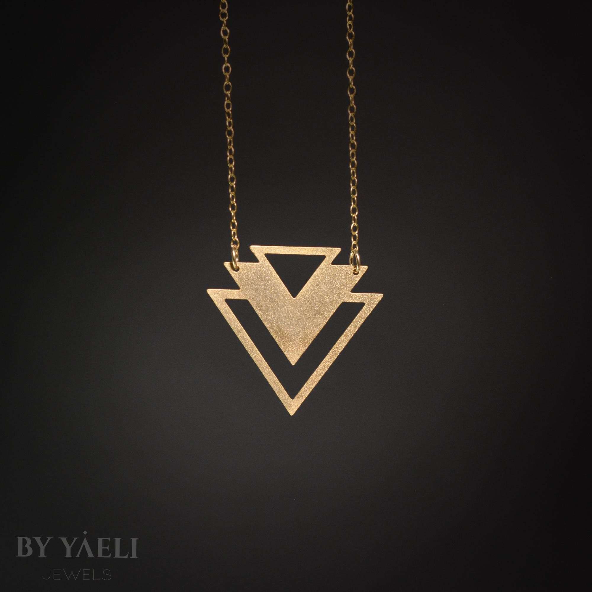 Triangle necklace gold geometric necklace minimalist jewelry gift for her