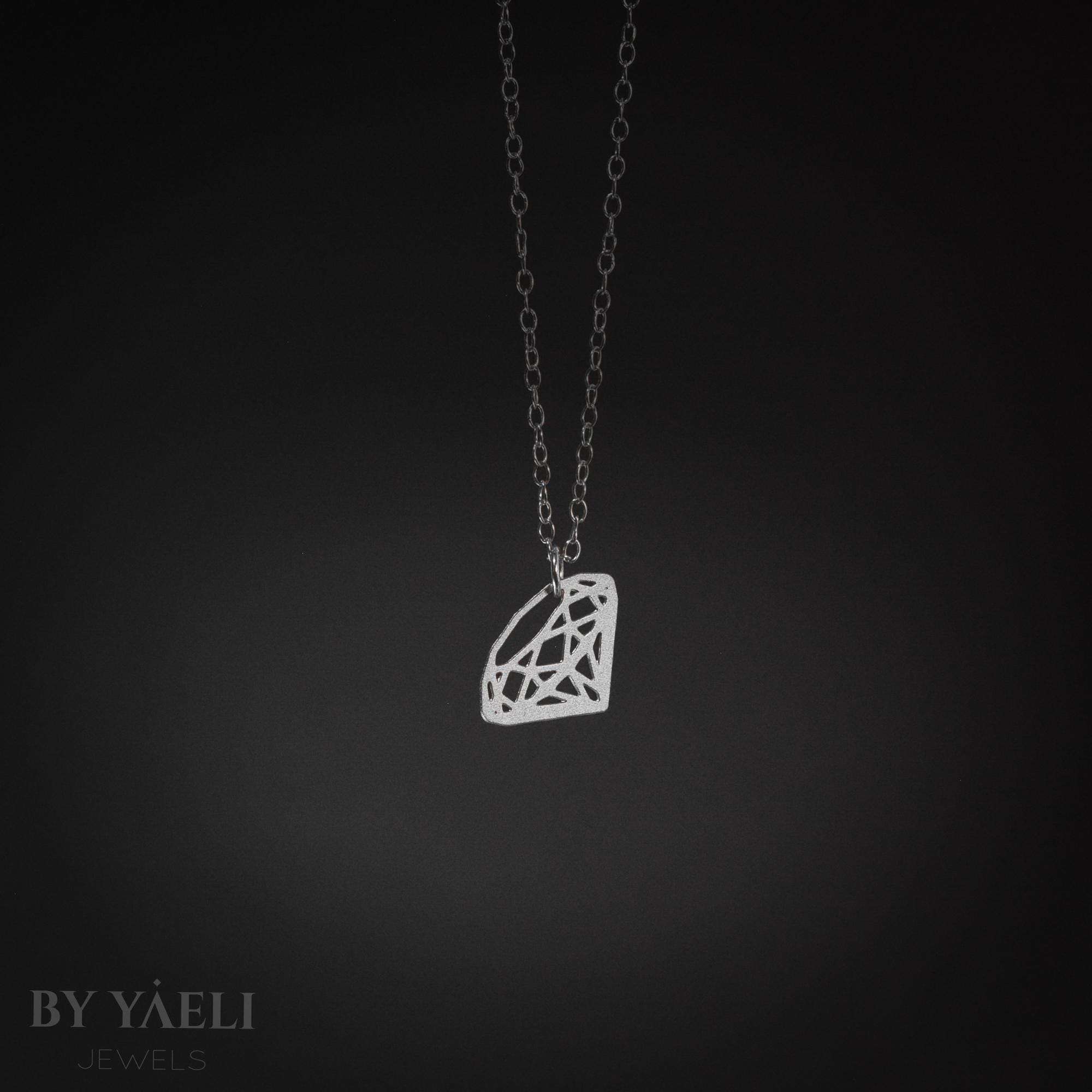 Geometric necklace silver diamond shape necklace minimalist jewelry 3 Geometric necklace silver diamond shape necklace minimalist jewelry - Image 3