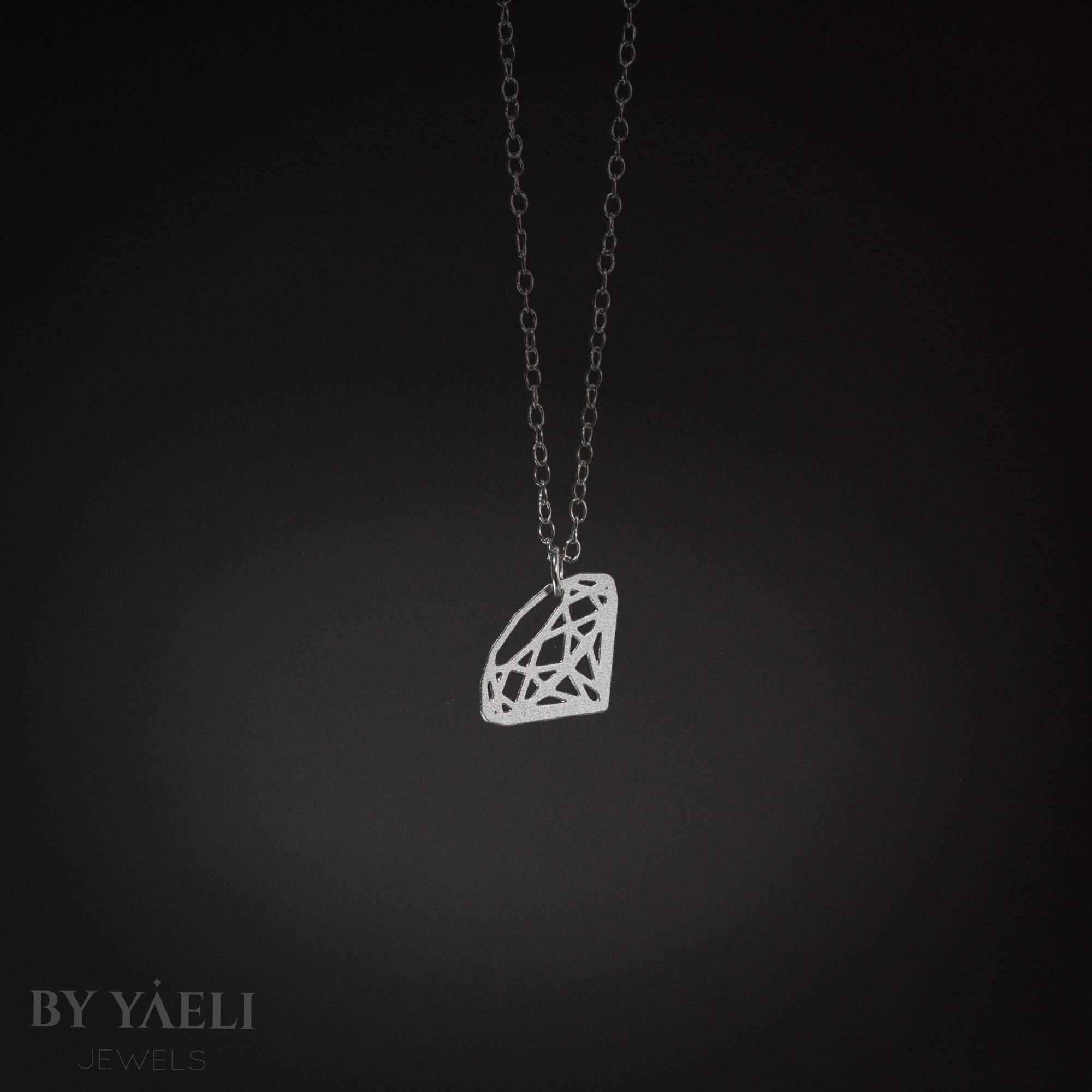 Geometric necklace silver diamond shape necklace minimalist jewelry